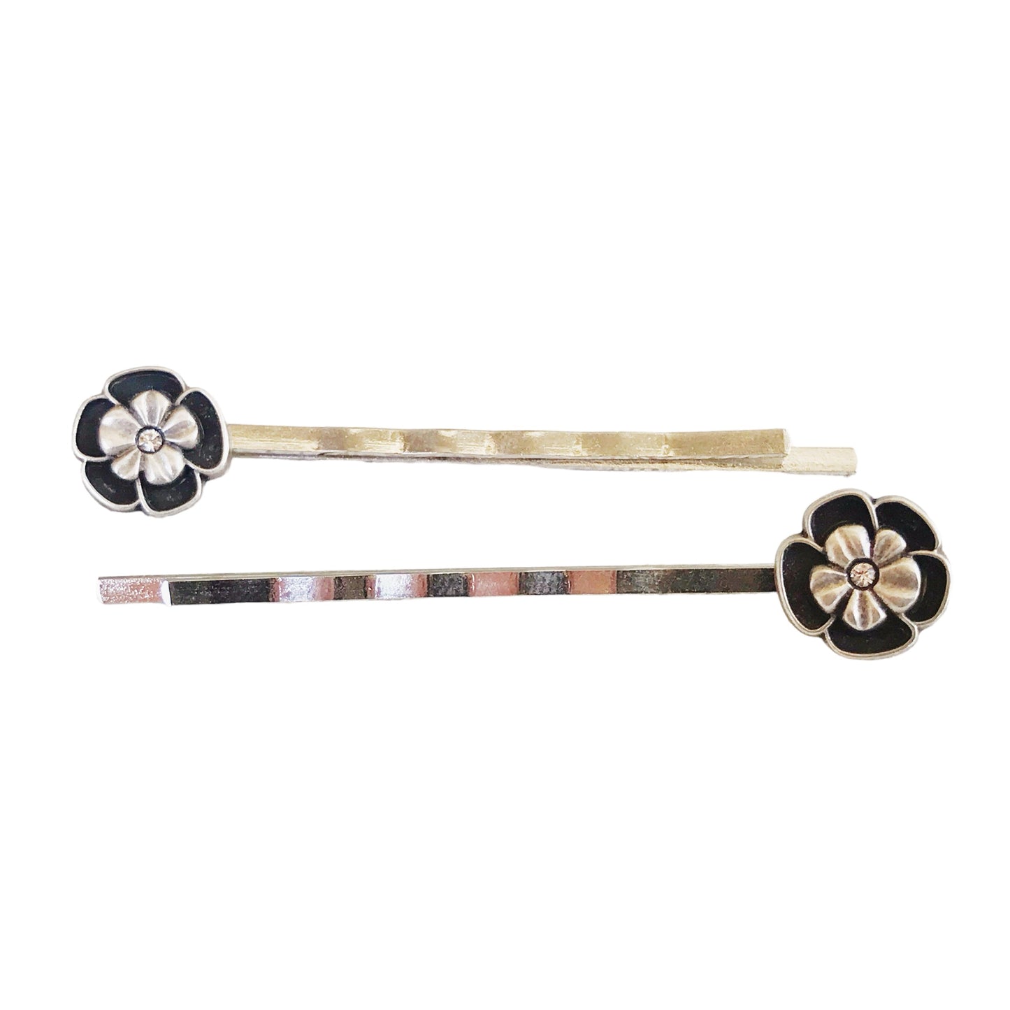 Black & Silver Wildflower Hair Pins - Stylish & Elegant Hair Accessories