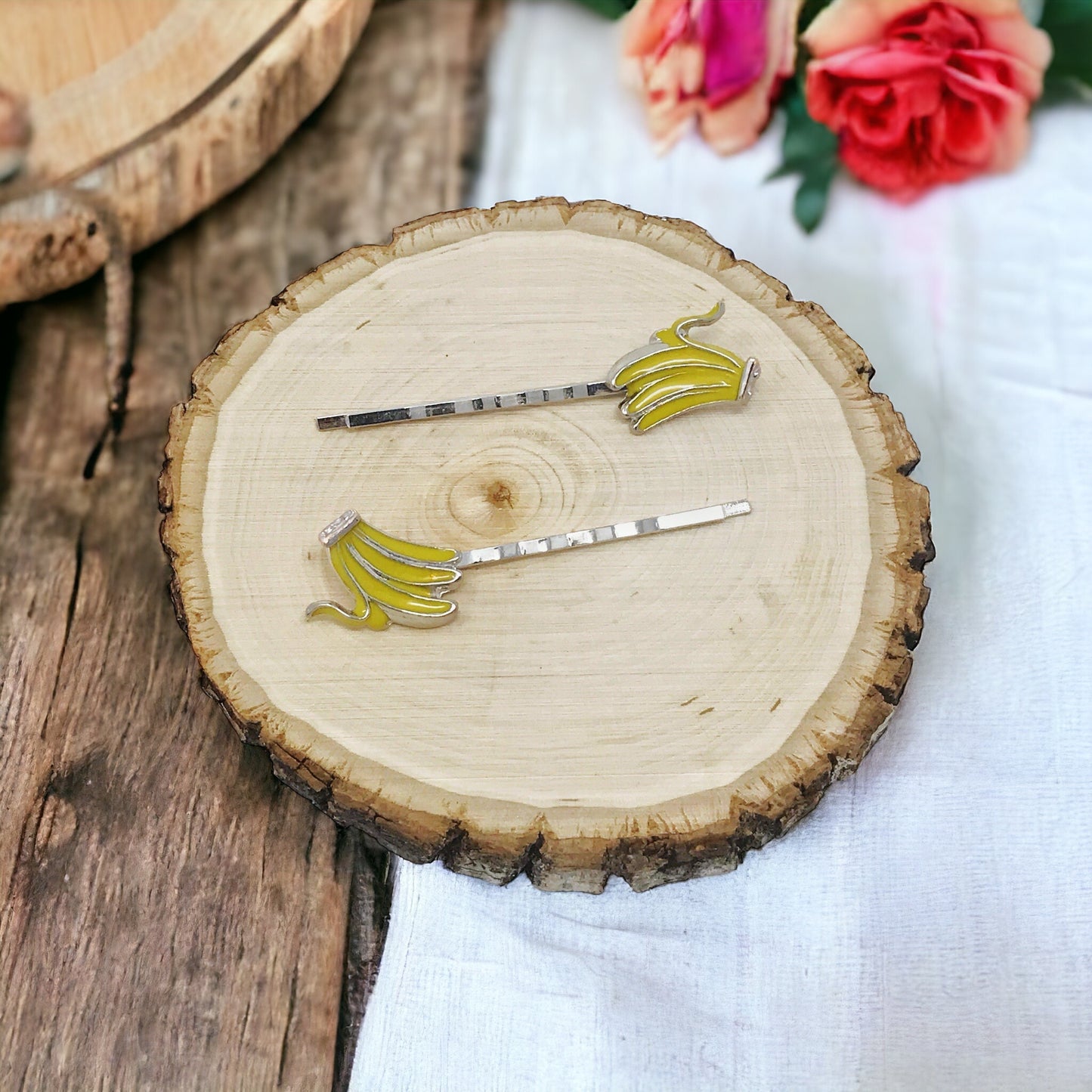 Enamel Banana Fruit Bobby Pins - Fun & Quirky Hair Accessories