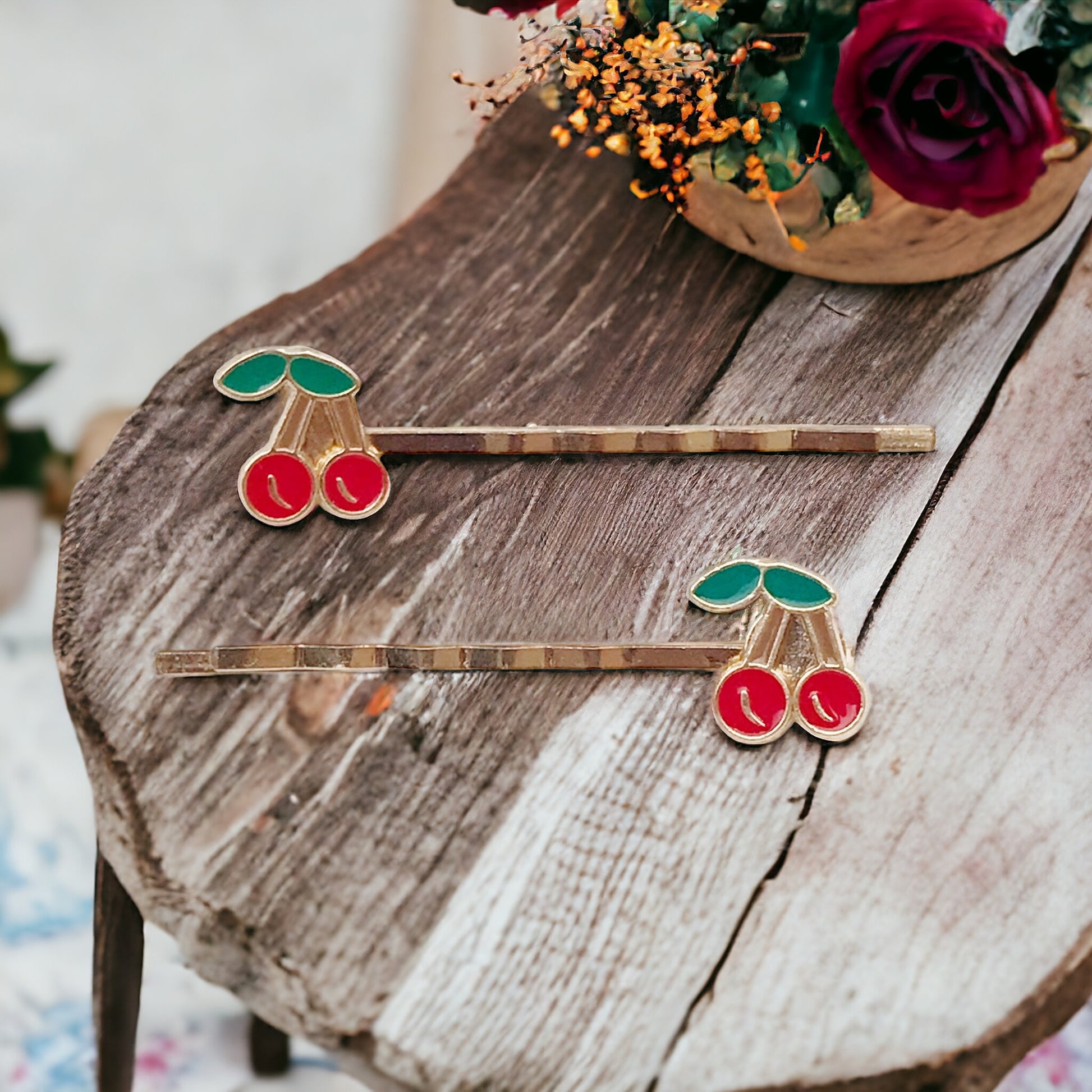 Enamel Cherry Bobby Pins: Sweet Accessories for Fun & Flirty Hairstyles