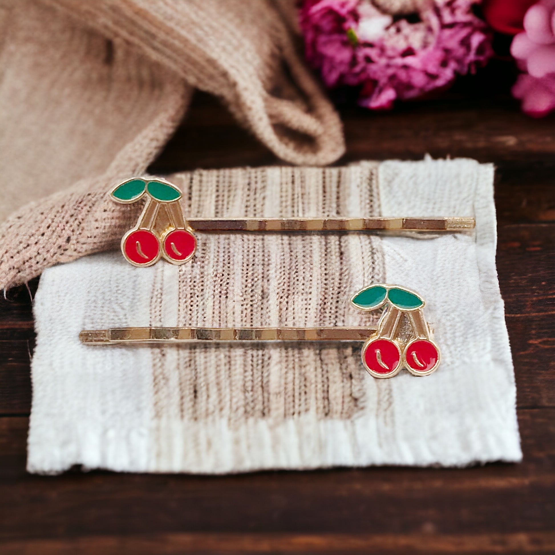 Enamel Cherry Bobby Pins: Sweet Accessories for Fun & Flirty Hairstyles