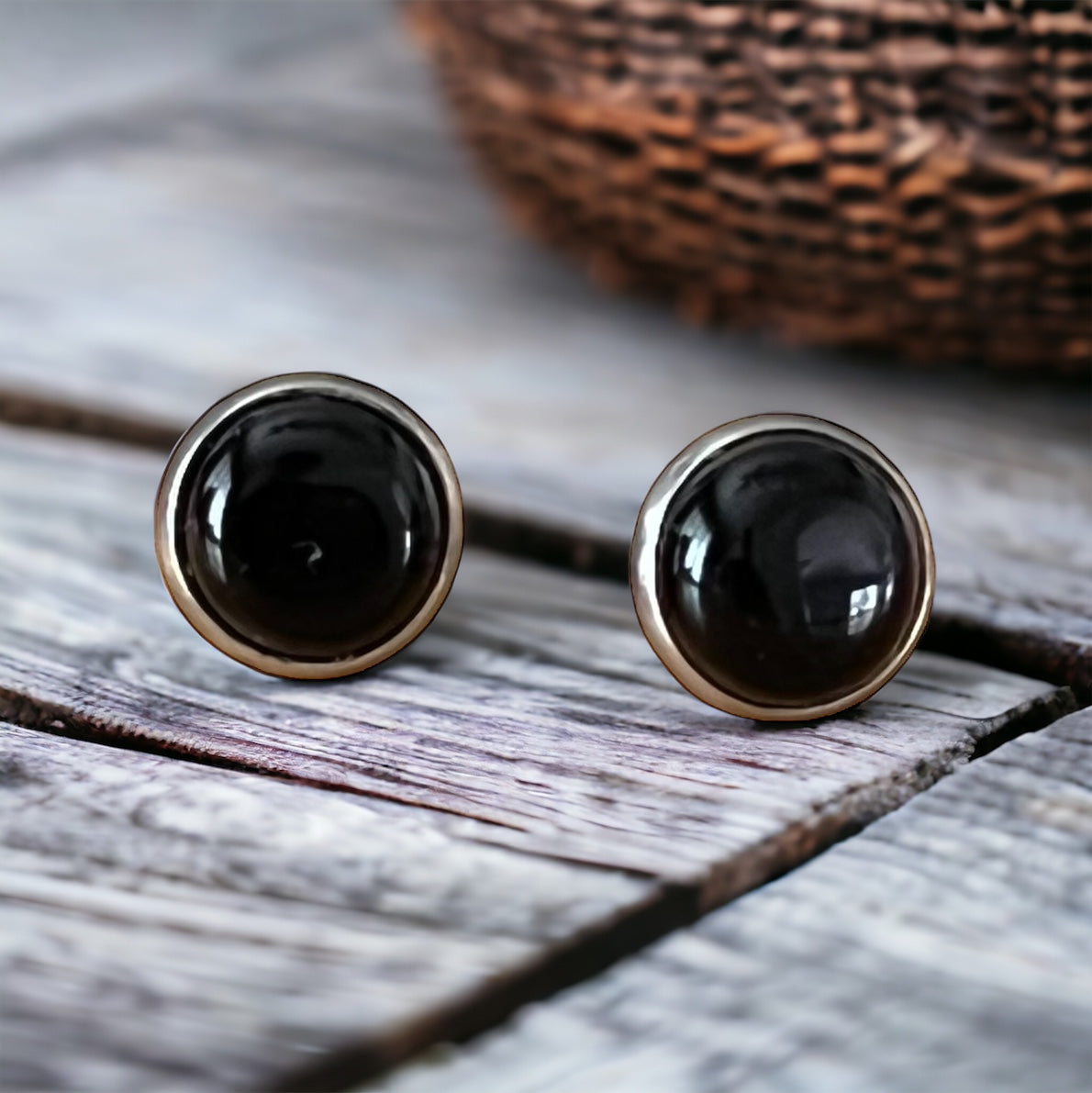 Black Onyx Agate 8mm Stainless Steel Stud Earrings - Stylish & Elegant Accessories