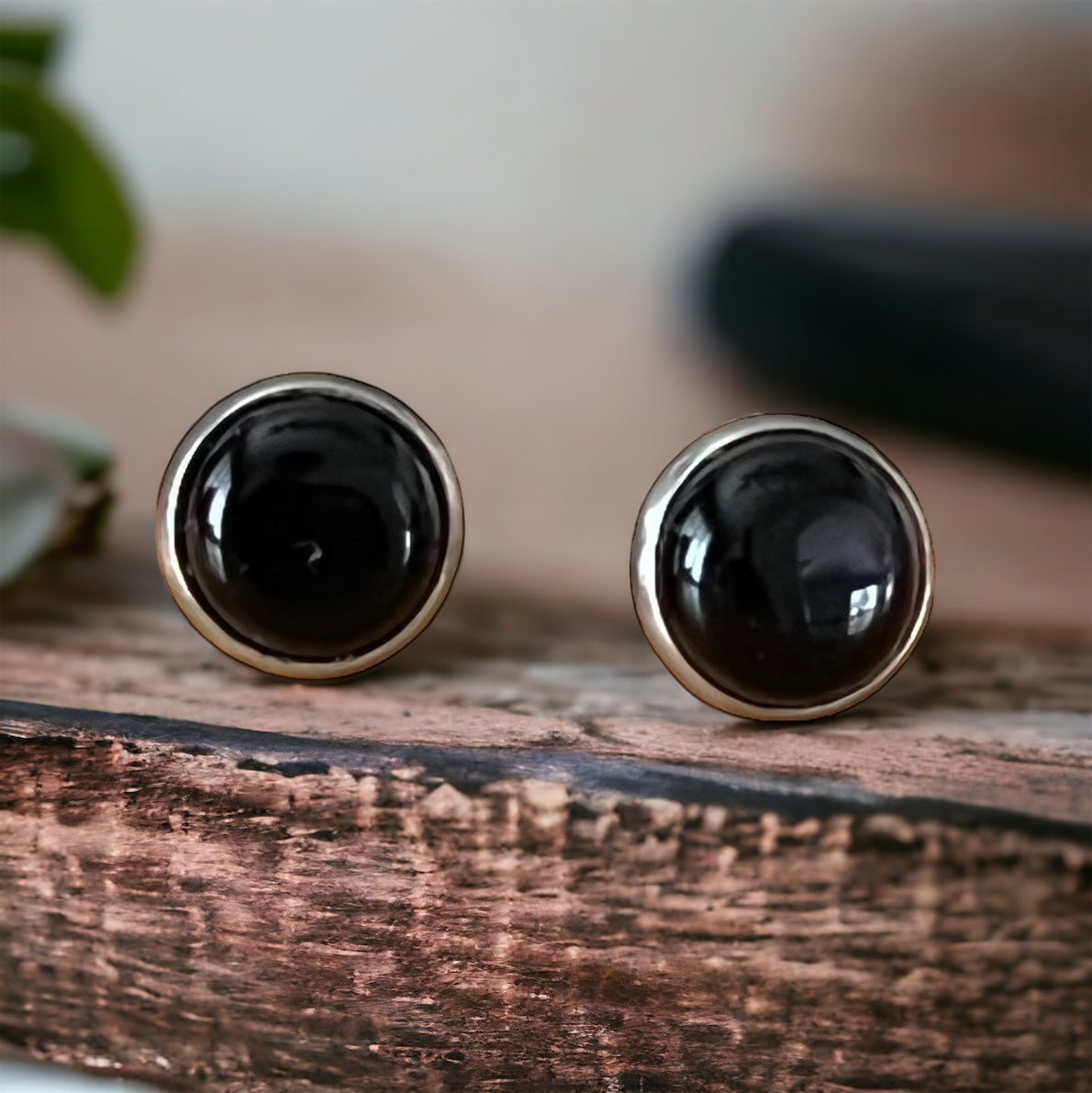 Black Onyx Agate 8mm Stainless Steel Stud Earrings - Stylish & Elegant Accessories