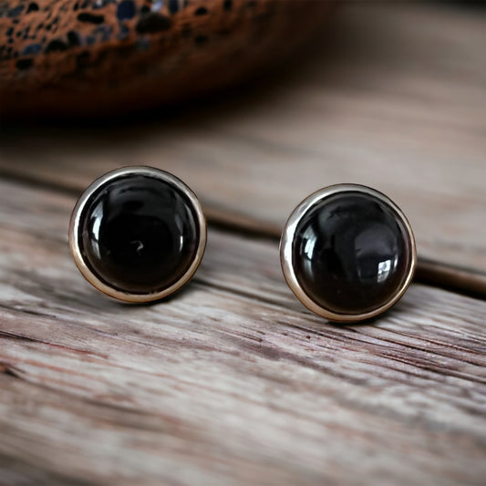 Black Onyx Agate 8mm Stainless Steel Stud Earrings - Stylish & Elegant Accessories