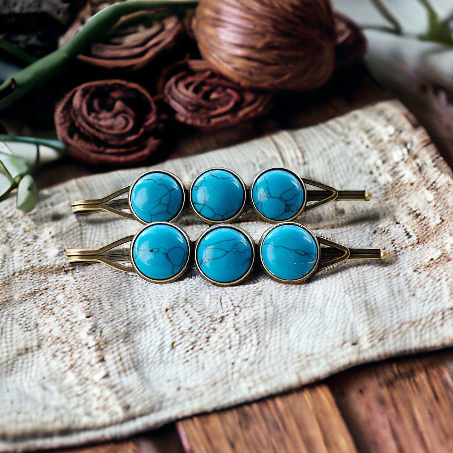 Blue Stone Hair Pins - Western, Boho, & Country-Inspired Hair Accessories