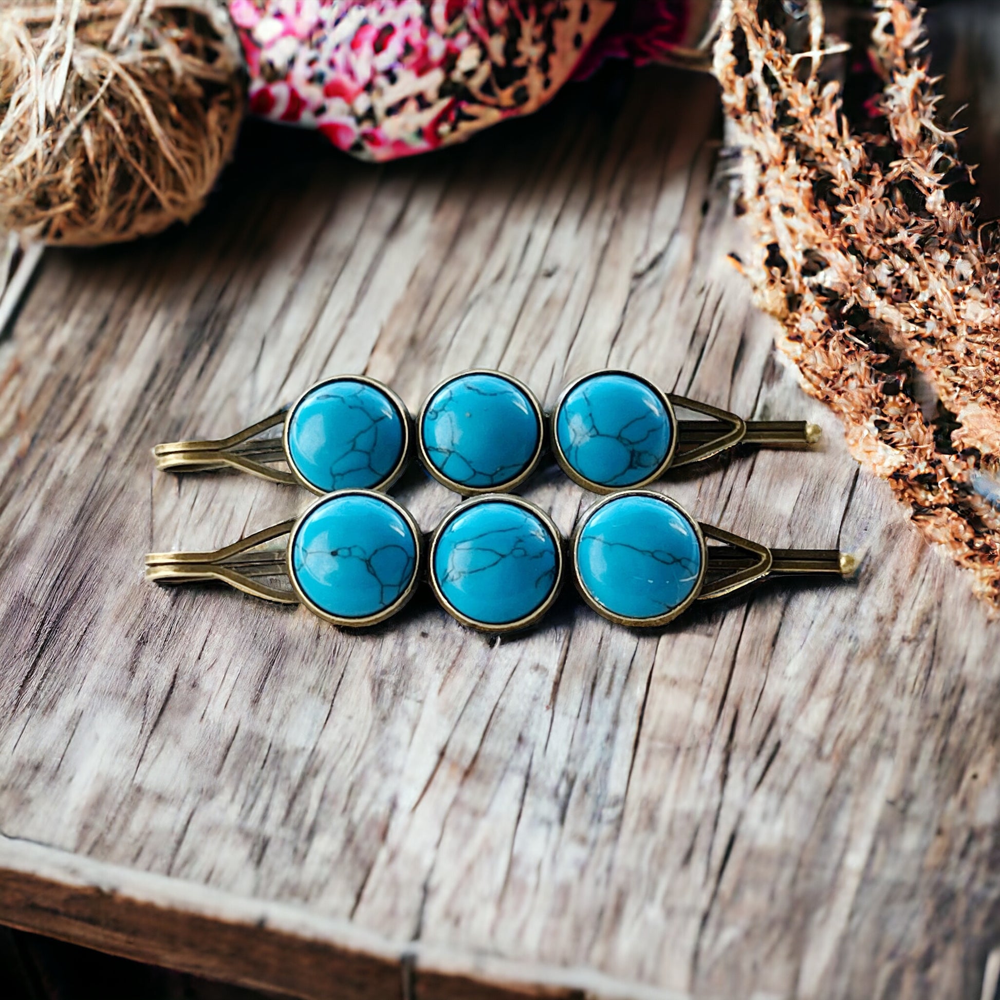 Blue Stone Hair Pins - Western, Boho, & Country-Inspired Hair Accessories