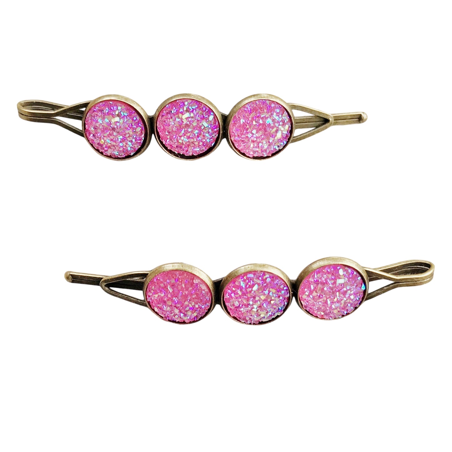 Pink Druzy Hair Pins - Stylish & Elegant Hair Accessories