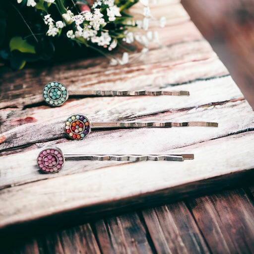 Set of 3 Seed Bead Hair Pins: Colorful & Versatile Hair Accessories