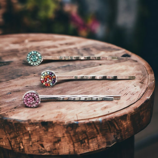 Set of 3 Seed Bead Hair Pins: Colorful & Versatile Hair Accessories