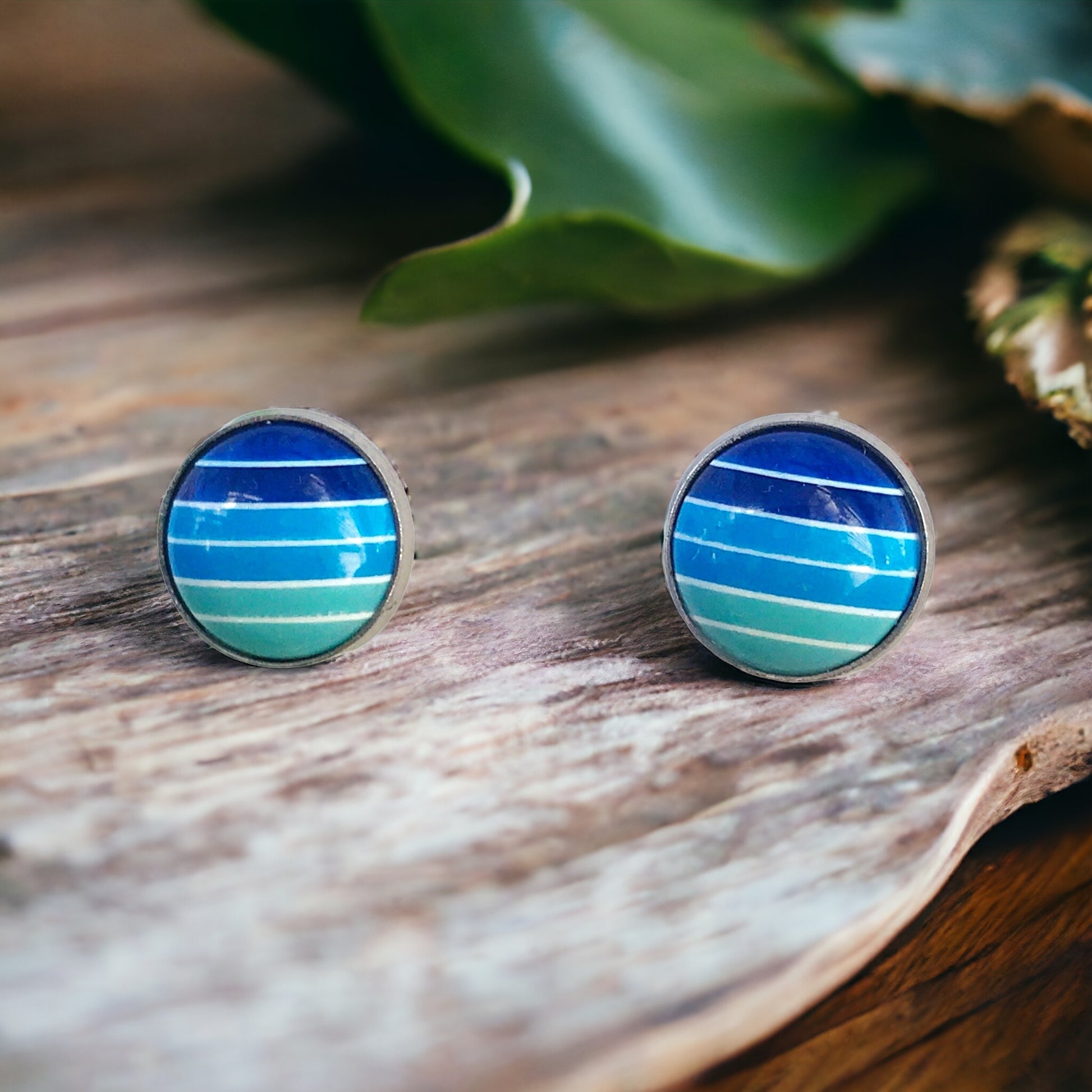 Blue Gradient Striped Earrings - Boho Chic Statement Jewelry