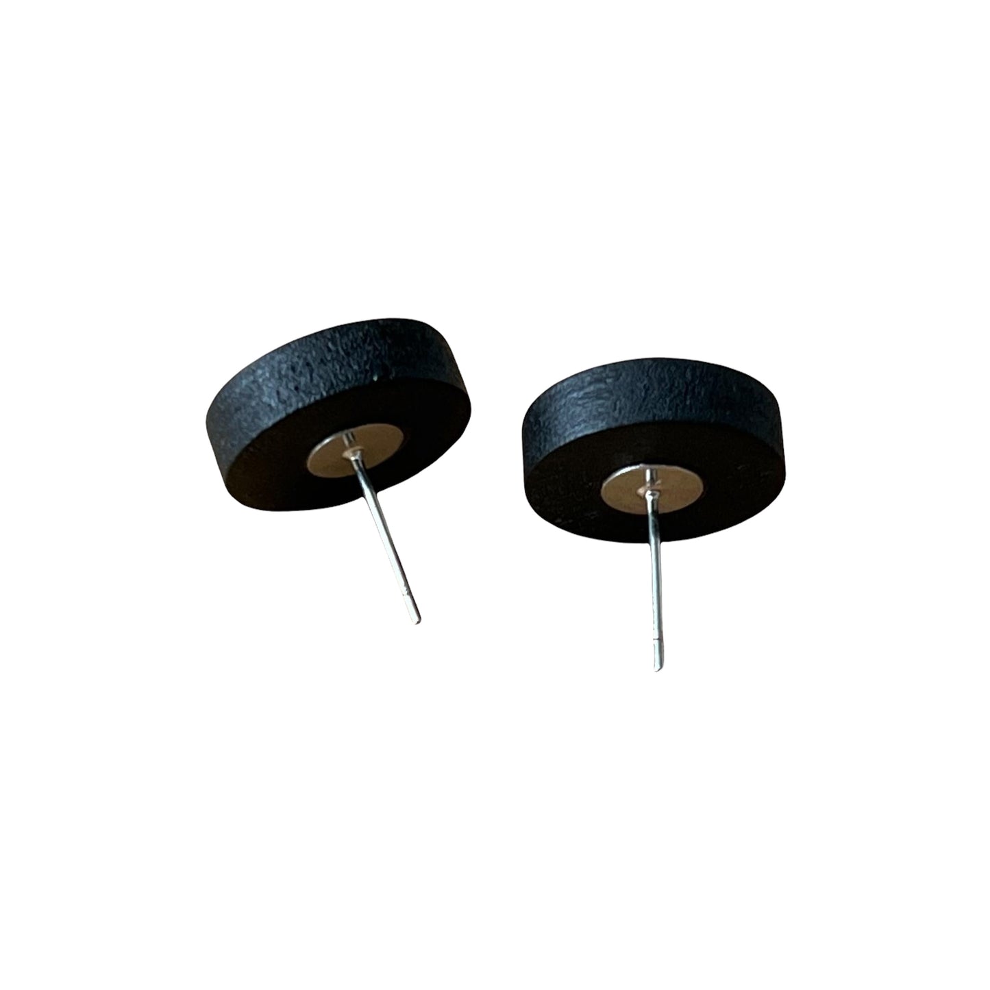 Gray Resin Black Wood Unisex Stud Earrings - Stylish & Versatile Accessories