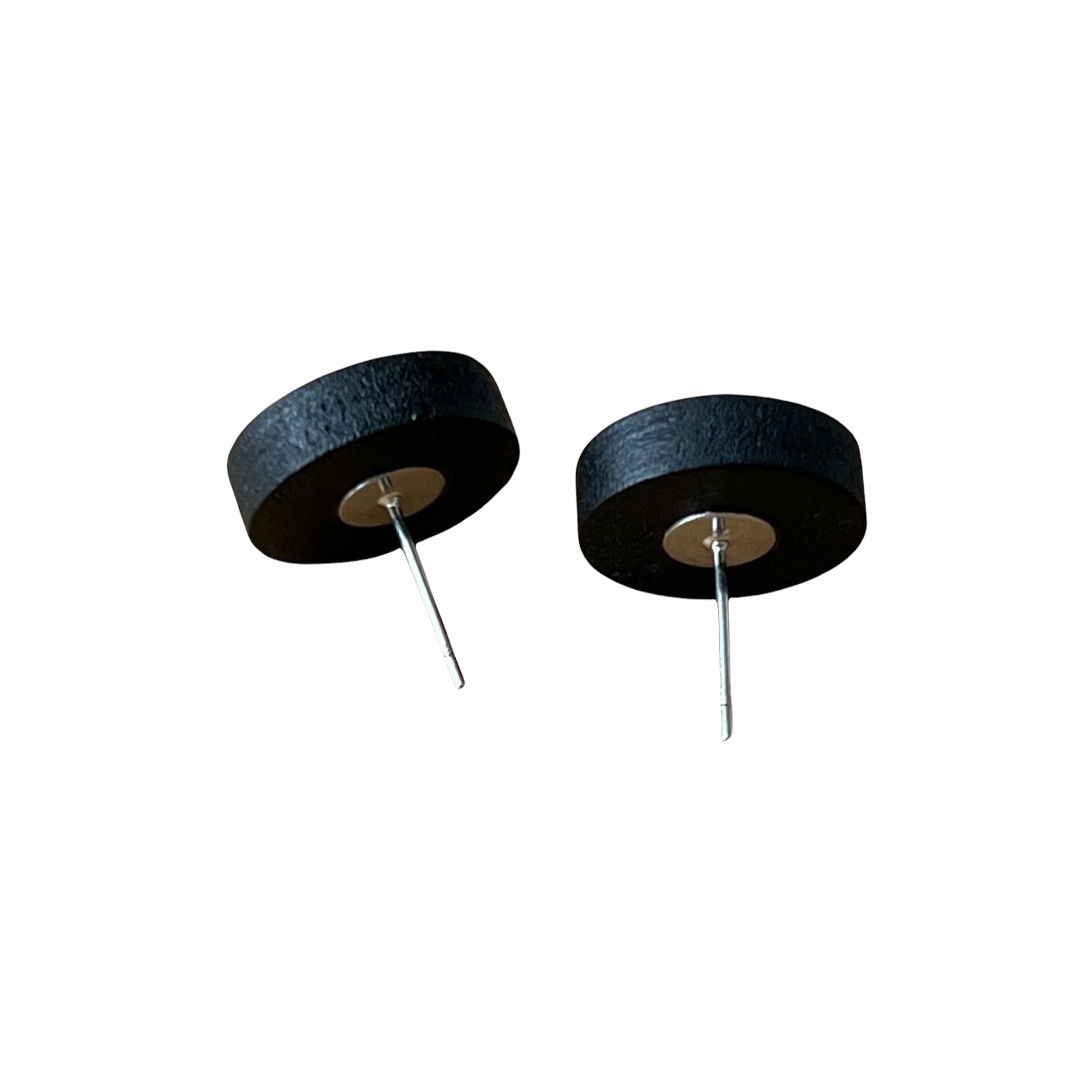 Blue Resin Natural Black Wood Unisex Stud Earrings - Stylish & Versatile Accessories