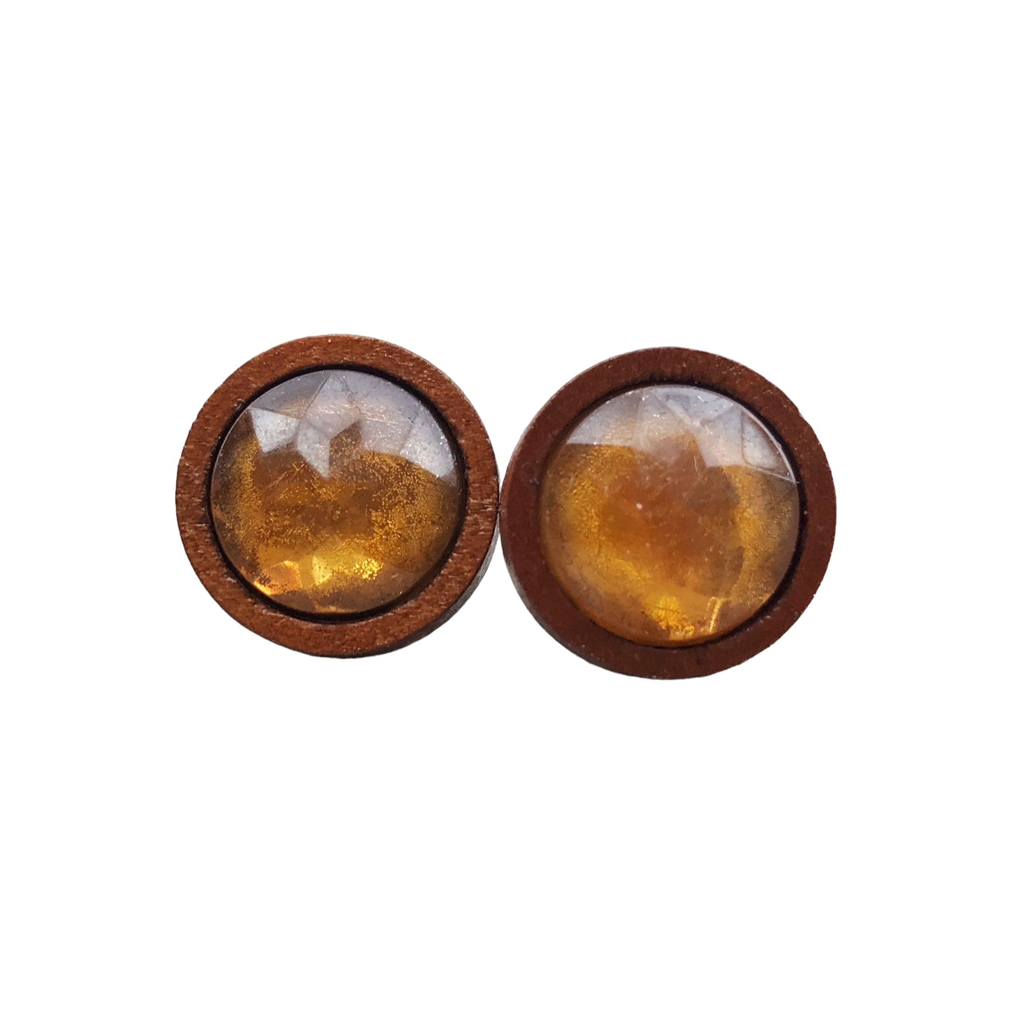 Brown Acrylic & Wood Unisex Stud Earrings: Natural & Versatile Accessories