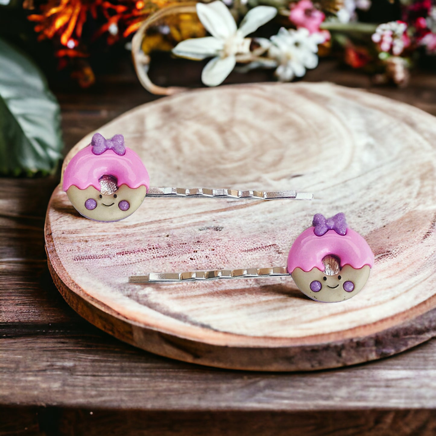 Pink Donut Hair Pins for Women and Girls