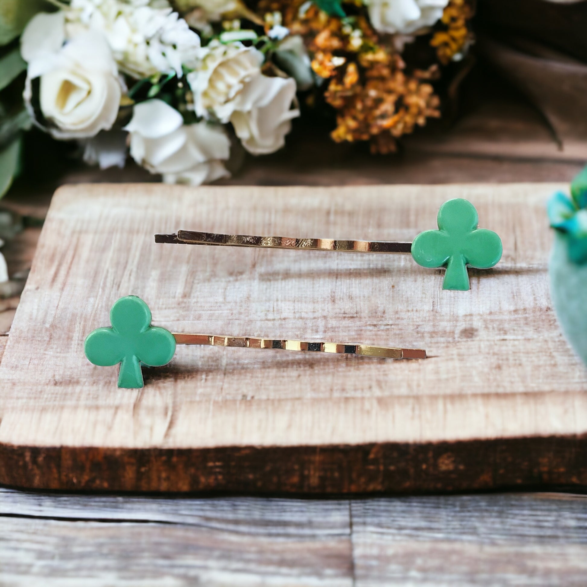 St Patricks Day Hair Pin, Green Flower Hair Pin, Floral Bobby Pin, Women Hair Clip, Decorative Hair Pin, Hair Pin for Women, Womens Barrette