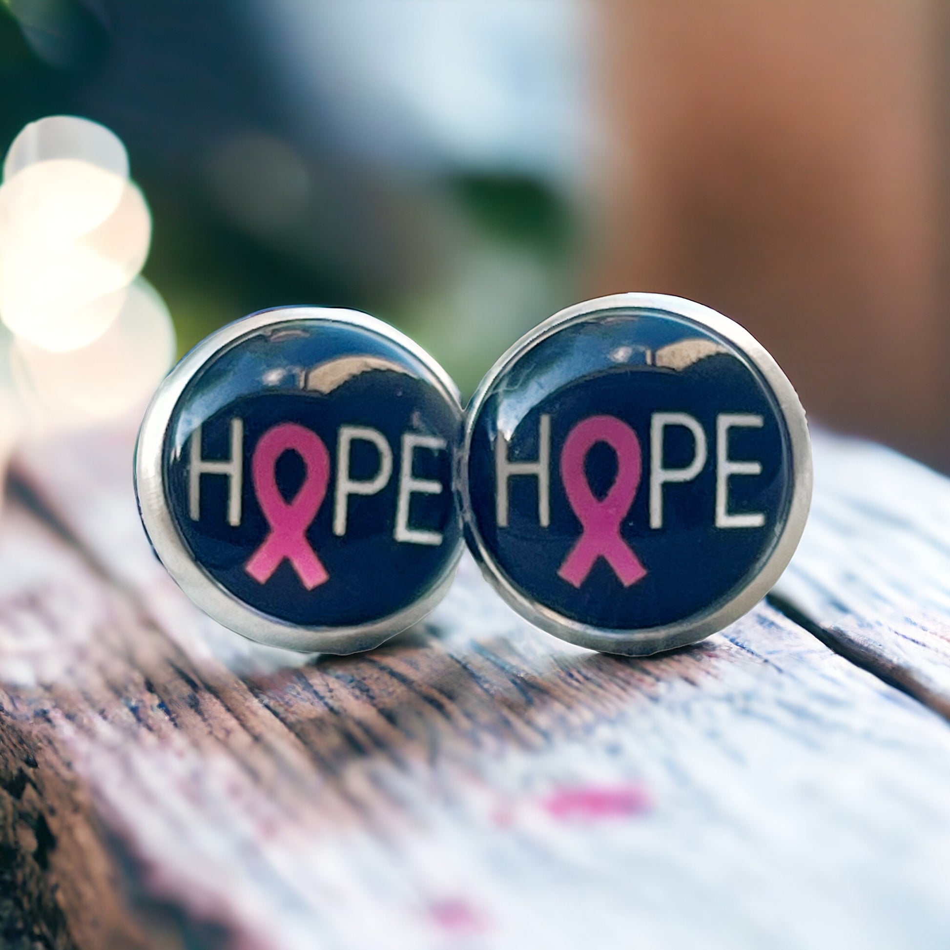 Breast Cancer Awareness 'Hope' Stud Earrings - Stylish & Meaningful Accessories