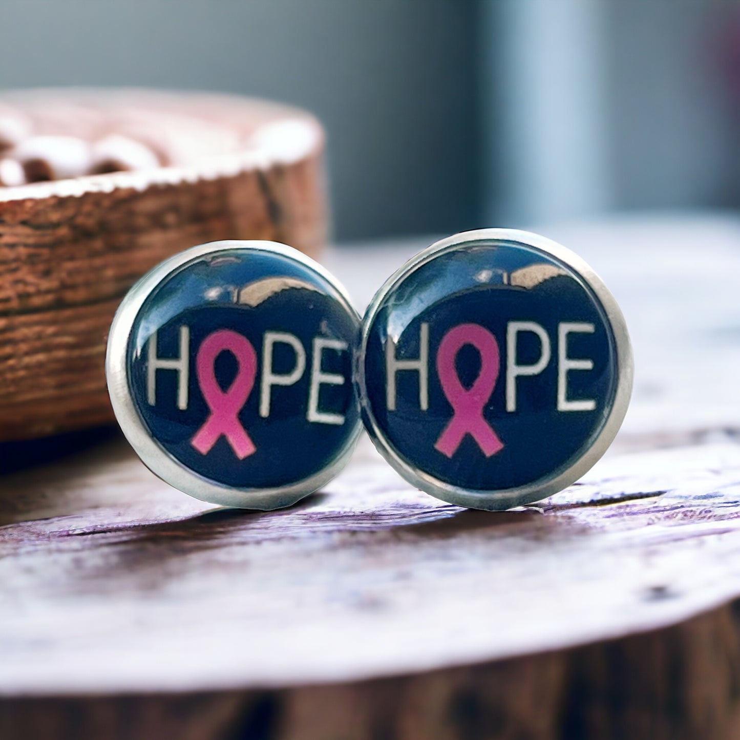 Breast Cancer Awareness 'Hope' Stud Earrings - Stylish & Meaningful Accessories