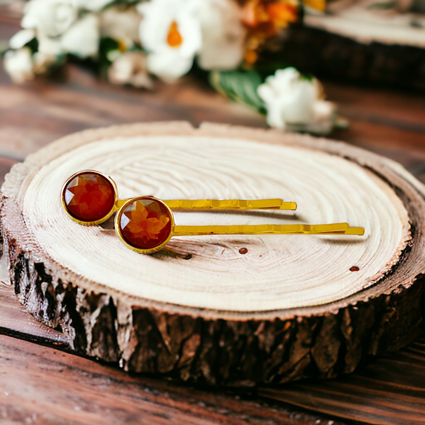 Brown Acrylic Gold Hair Pins: Chic & Stylish Hair Accessories