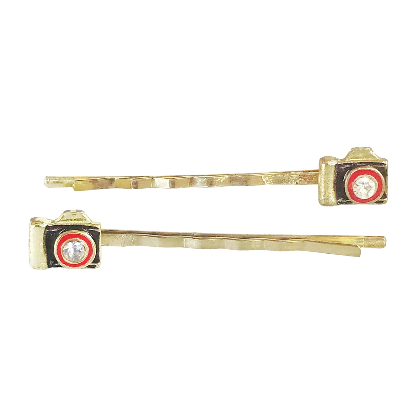 Gold Camera Hair Pins Set of 2 - Quirky Accessories for Photography Enthusiasts