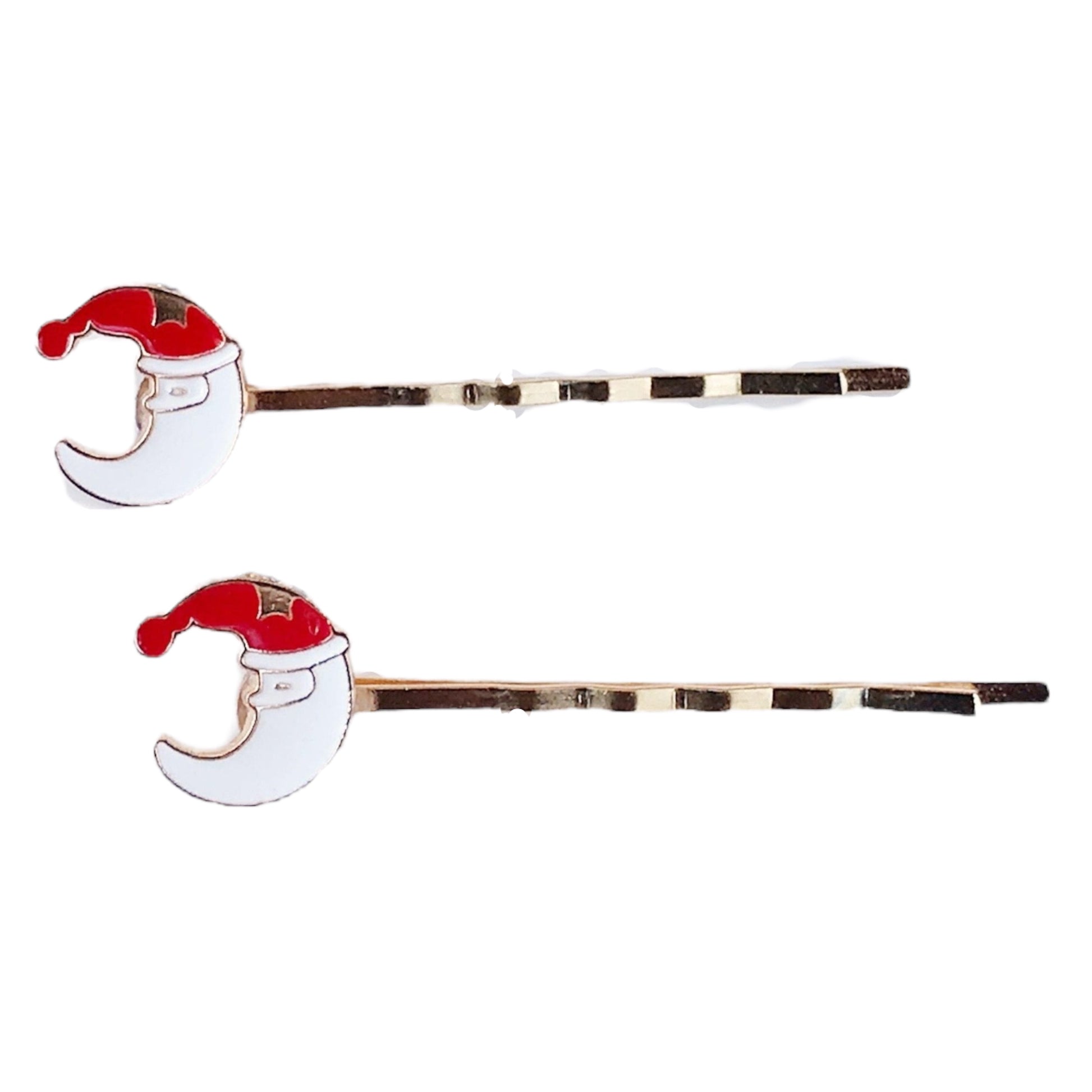 Crescent Moon Santa Hair Pins: Festive Holiday Accessories