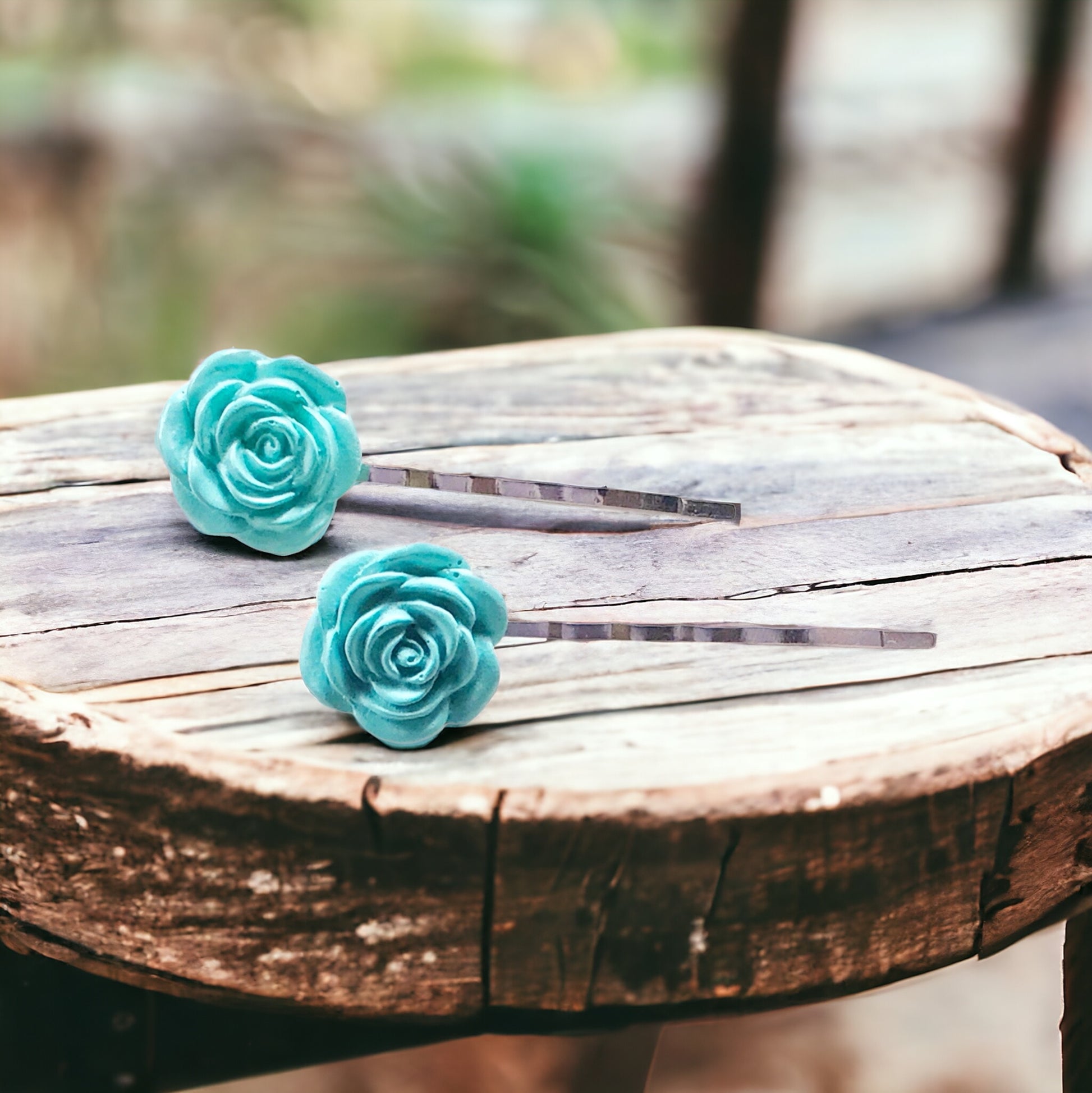 Mint Green Flower Hair Pin, Wedding Hair Jewelry, Flower Hair Pin, Bridal Hair Accessories Flower Bobby Pin