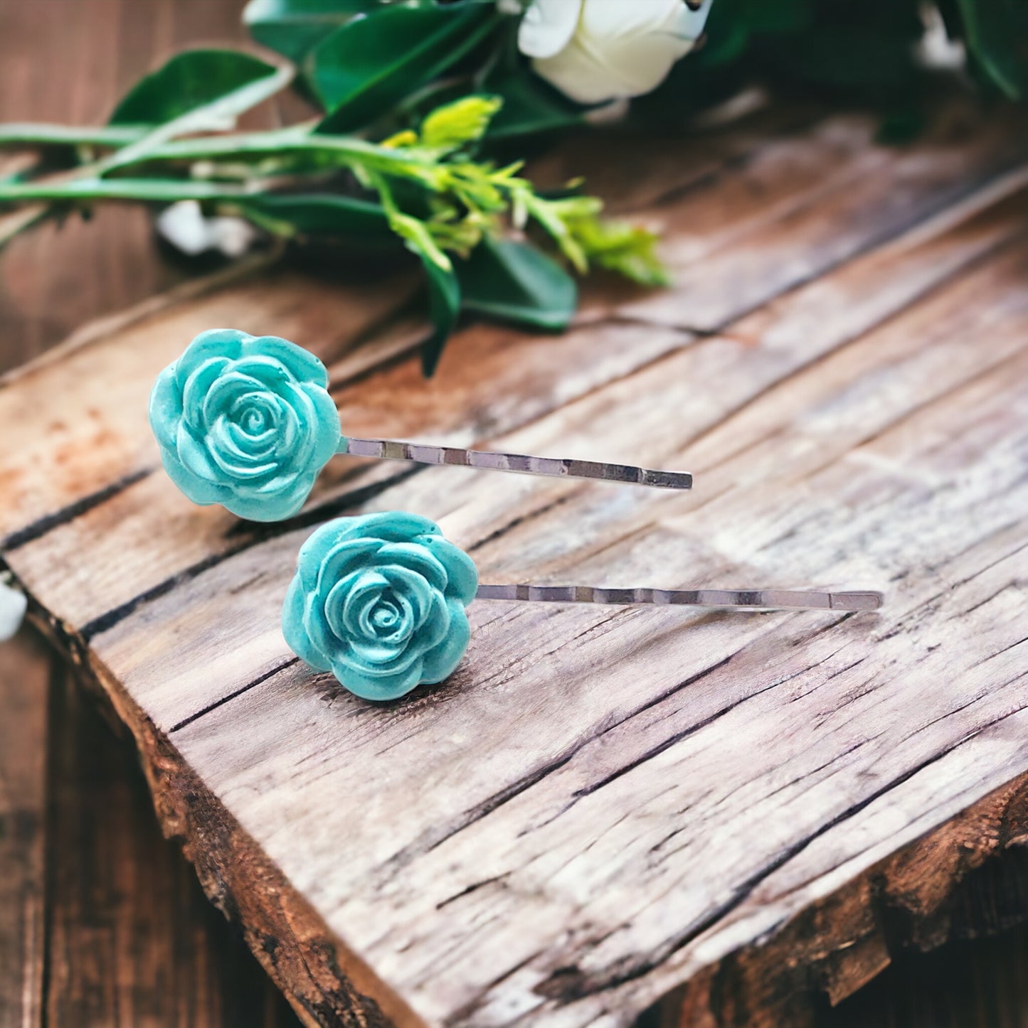 Mint Green Flower Hair Pin, Wedding Hair Jewelry, Flower Hair Pin, Bridal Hair Accessories Flower Bobby Pin