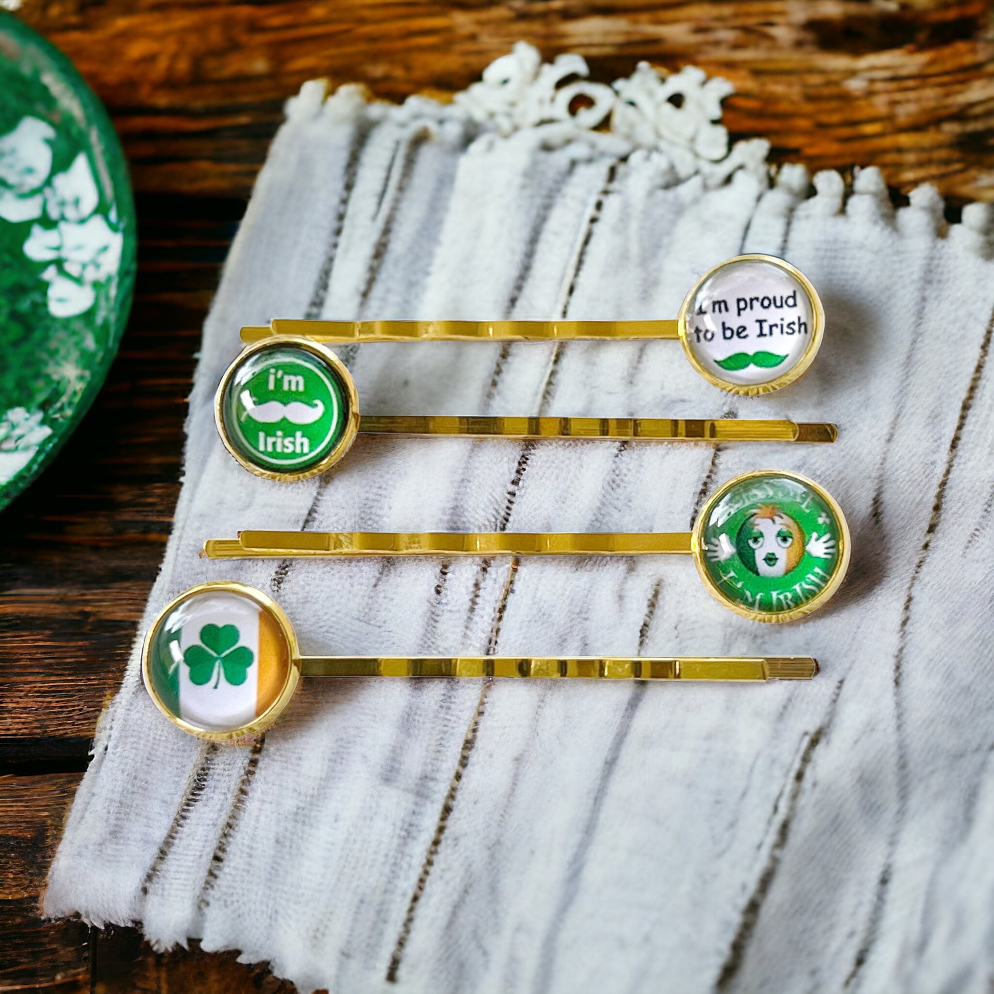 St. Patrick's Day Hair Pins with Funny Sayings: Festive Accessories