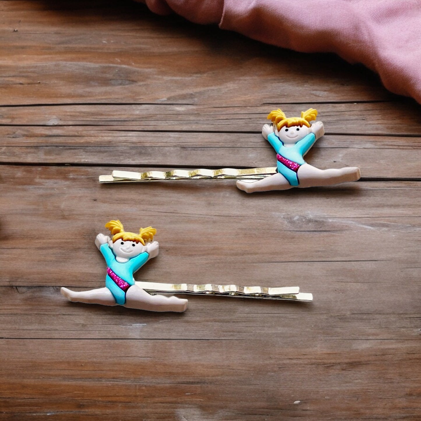 Set of 2 Hair Pins with Gymnasts - Cheerful Accessories for Gymnastics Enthusiasts