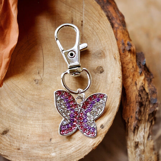 Purple & Pink Butterfly Purse Charm: Elegant & Whimsical Accessory