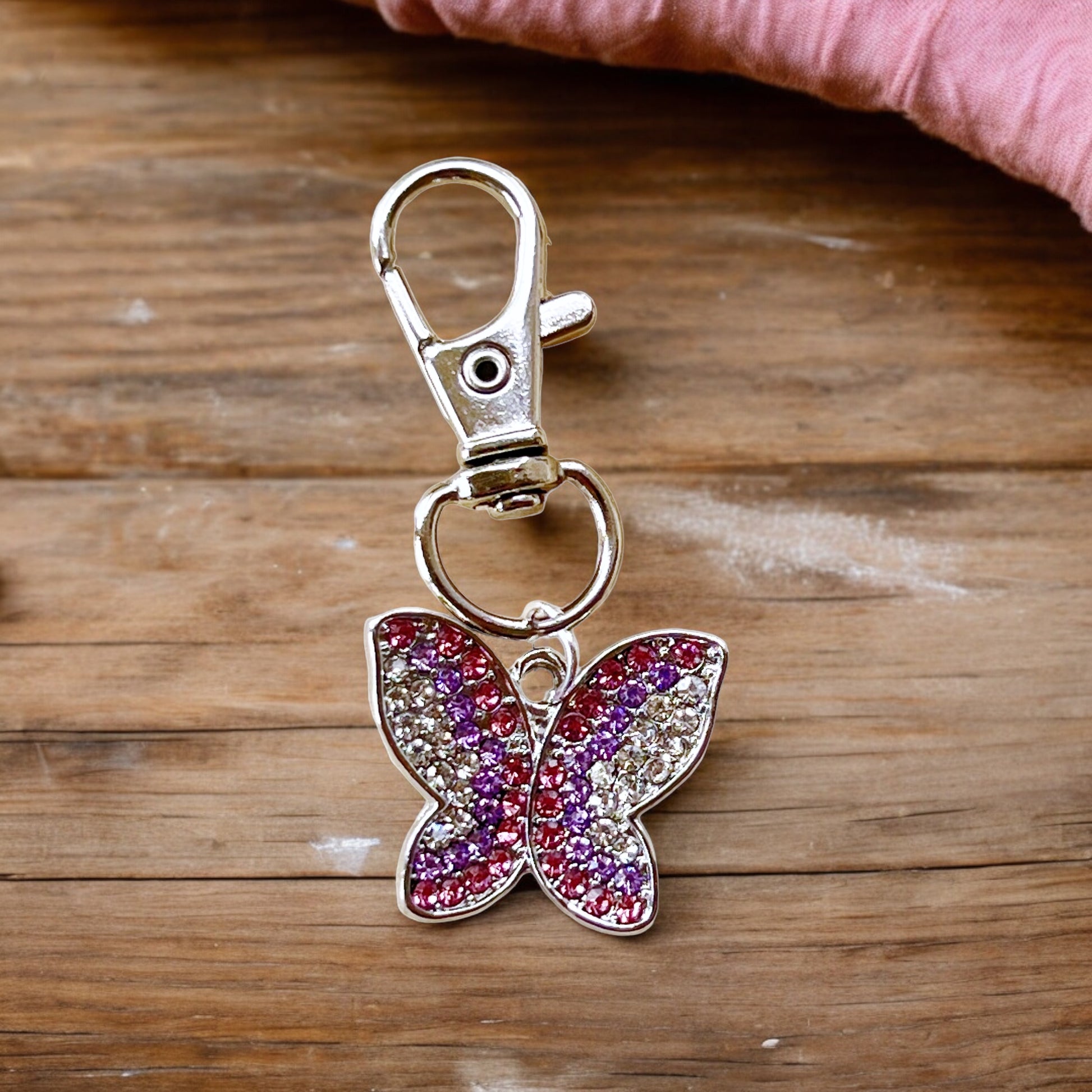 Purple & Pink Butterfly Purse Charm: Elegant & Whimsical Accessory