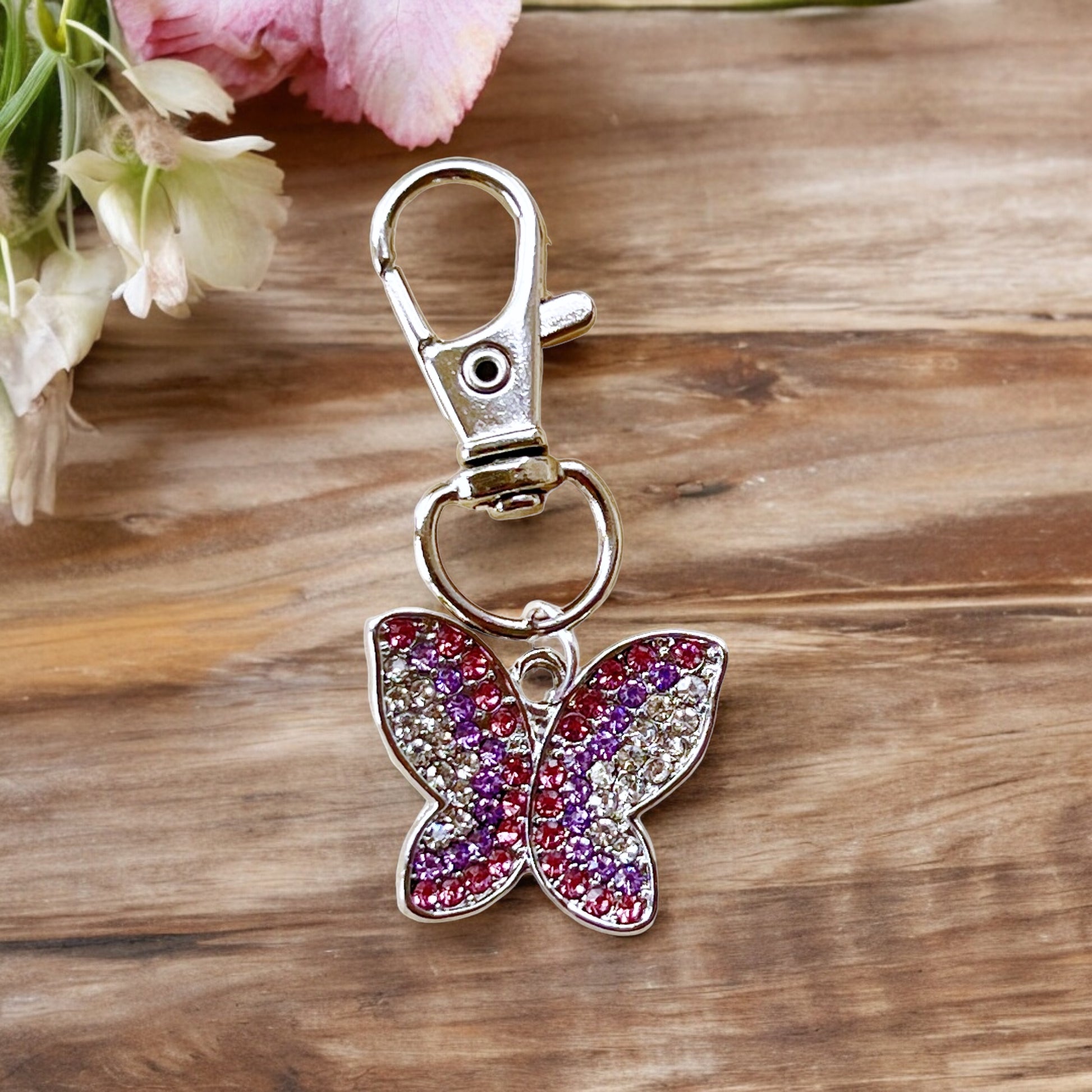 Purple & Pink Butterfly Purse Charm: Elegant & Whimsical Accessory