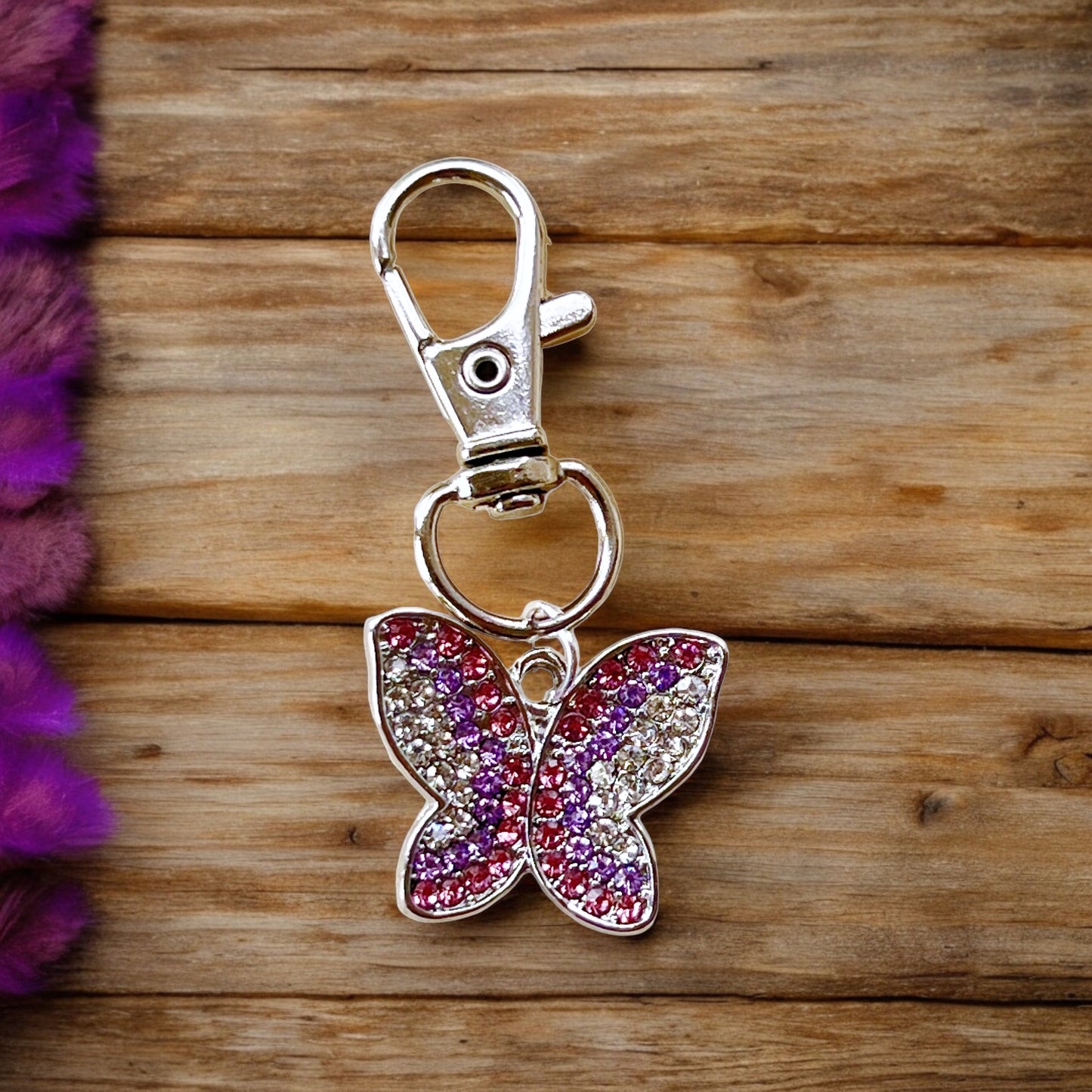 Purple & Pink Butterfly Purse Charm: Elegant & Whimsical Accessory