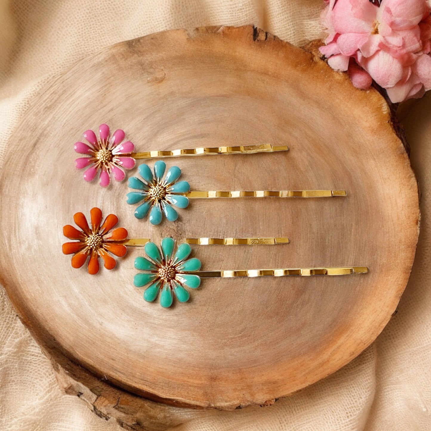 Decorative Enamel Wildflower Hair Pins - Delicate Floral Accessories