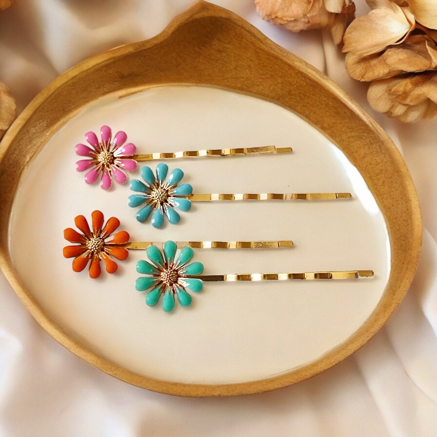 Decorative Enamel Wildflower Hair Pins - Delicate Floral Accessories