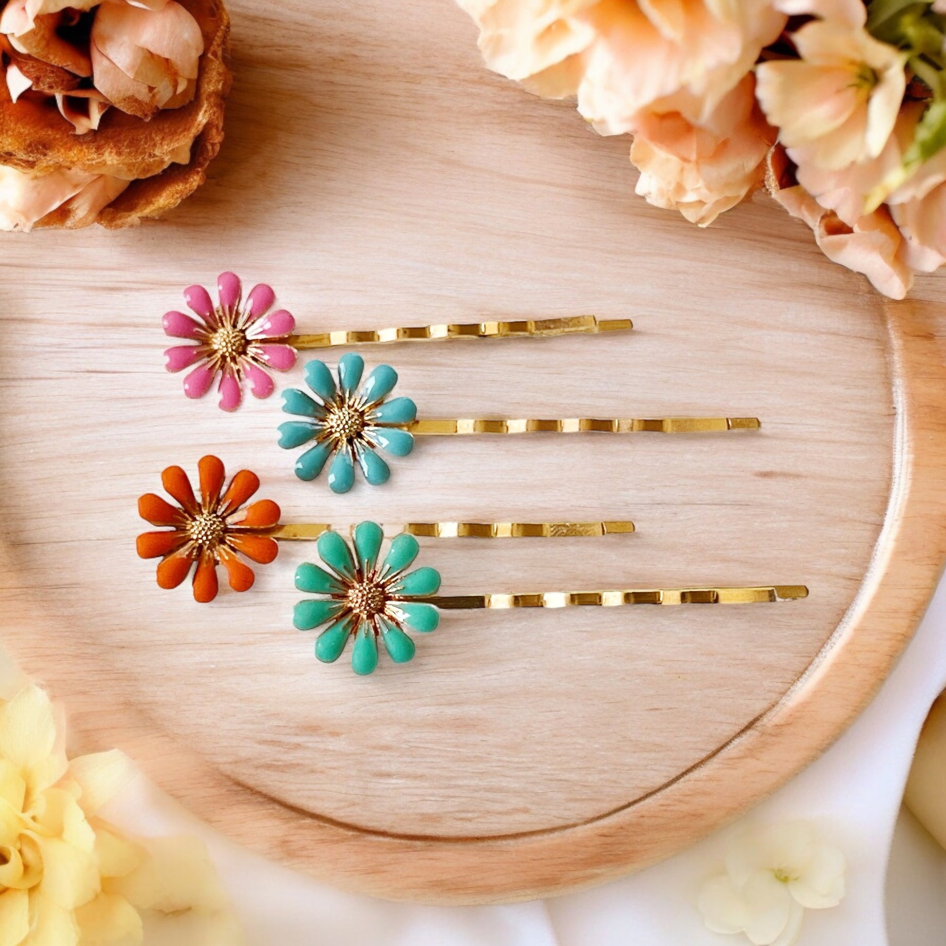 Decorative Enamel Wildflower Hair Pins - Delicate Floral Accessories