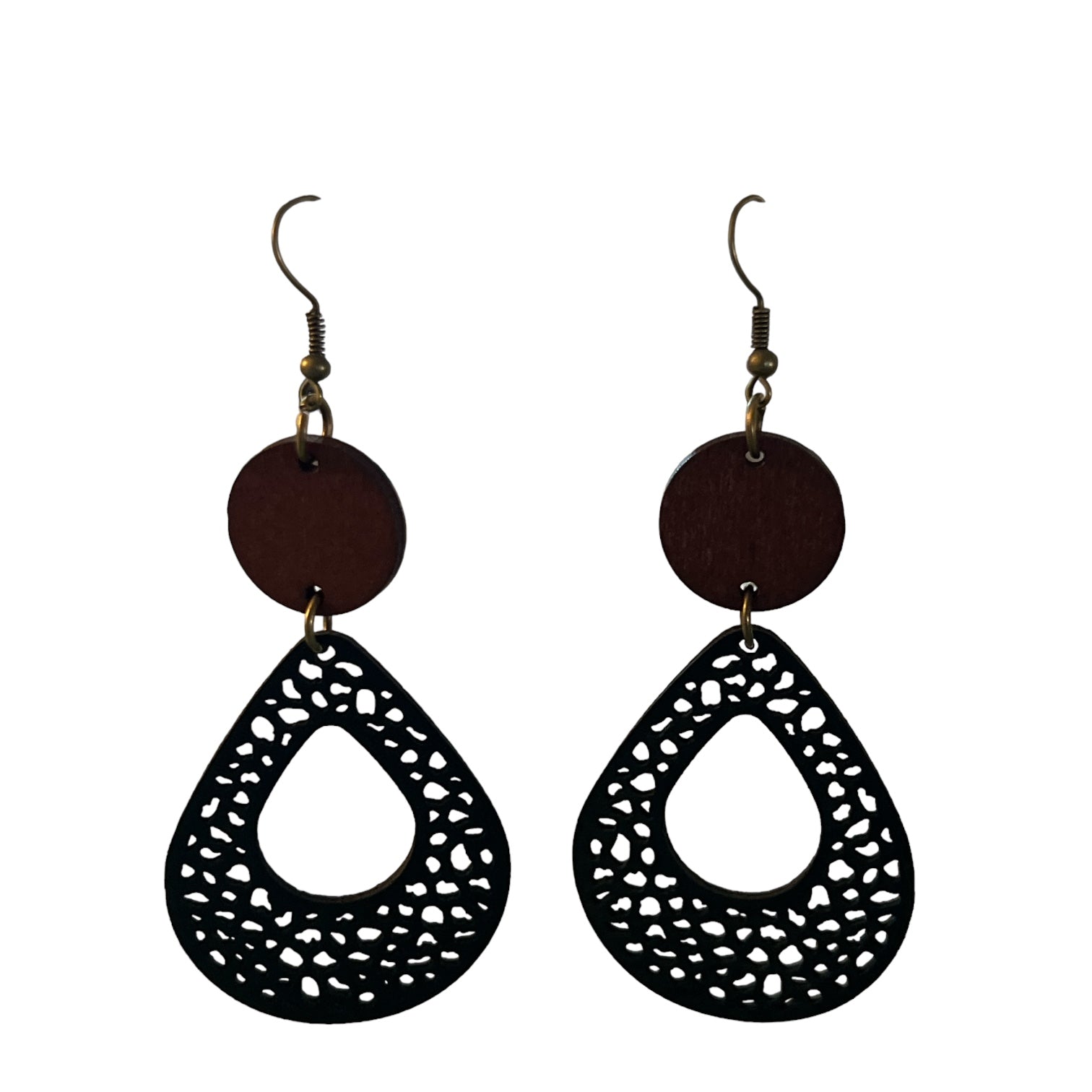 Black Leather & Natural Wood Earrings: Chic & Rustic Accessories