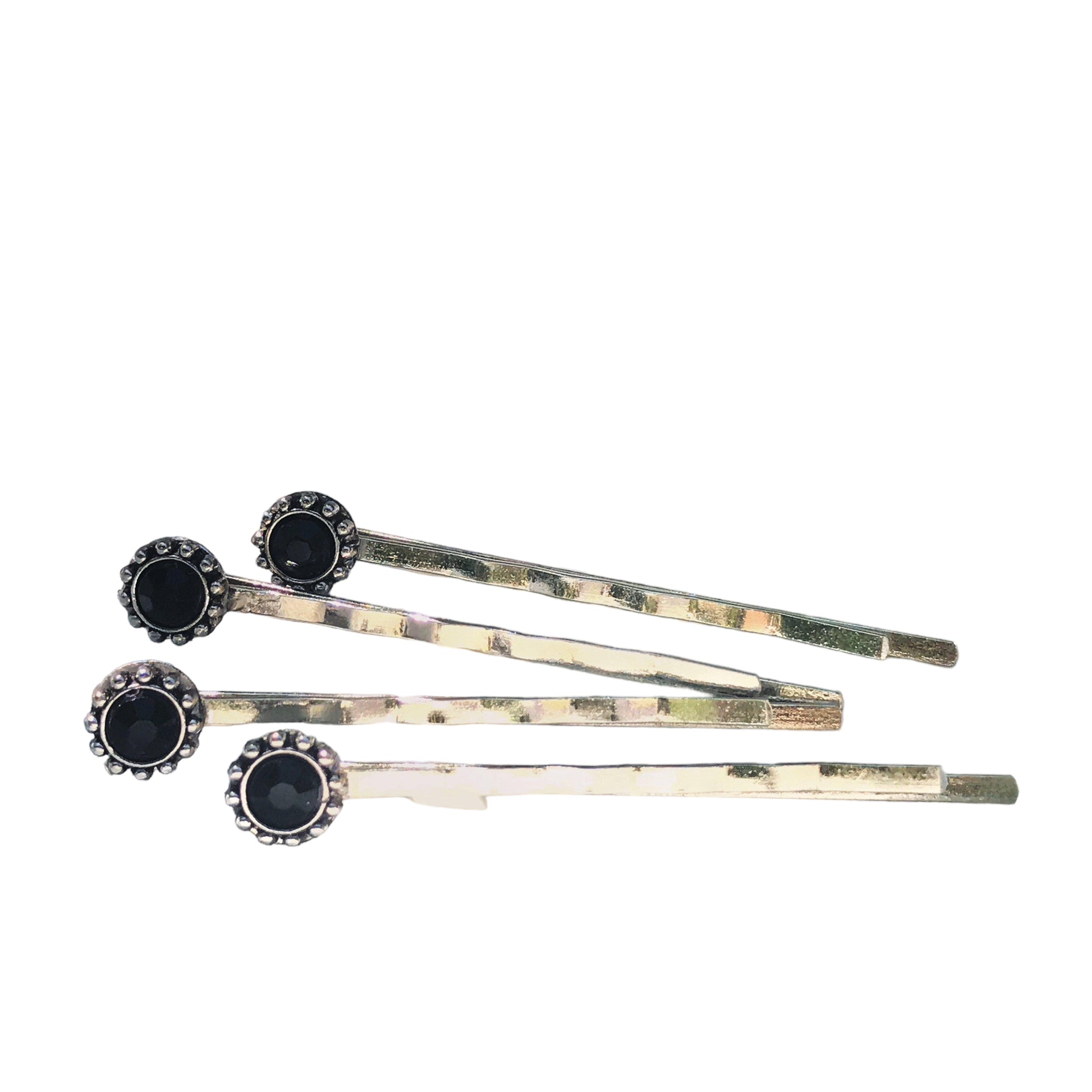 Boho Black Gemstone Hair Pins Set of 4 - Western-Inspired Hair Accessories