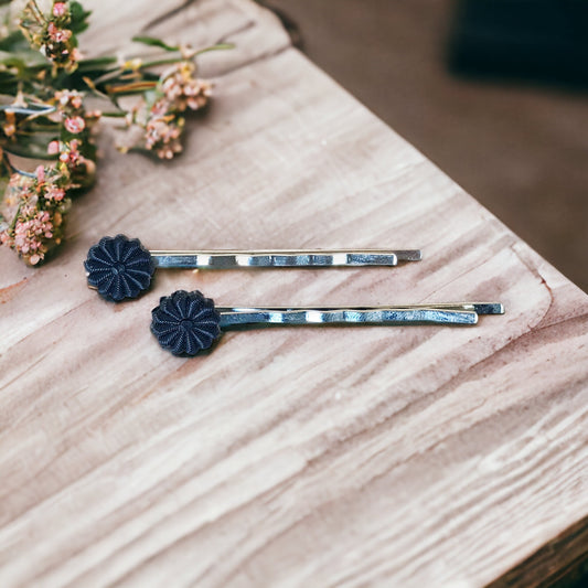 Small Black Flower Hair Pins