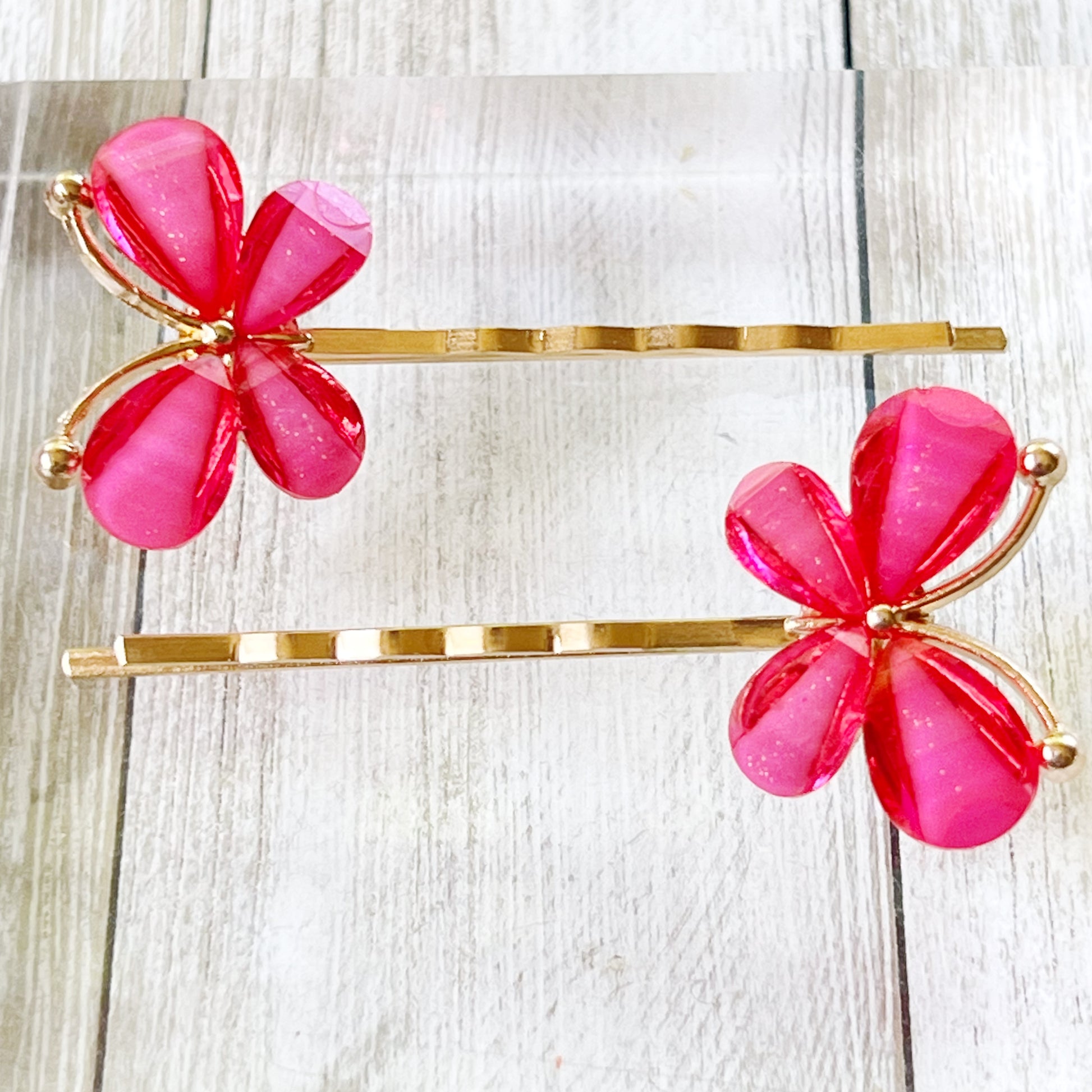 Pink Rhinestone Butterfly Hair Pins for Women Decorative Hair Clips