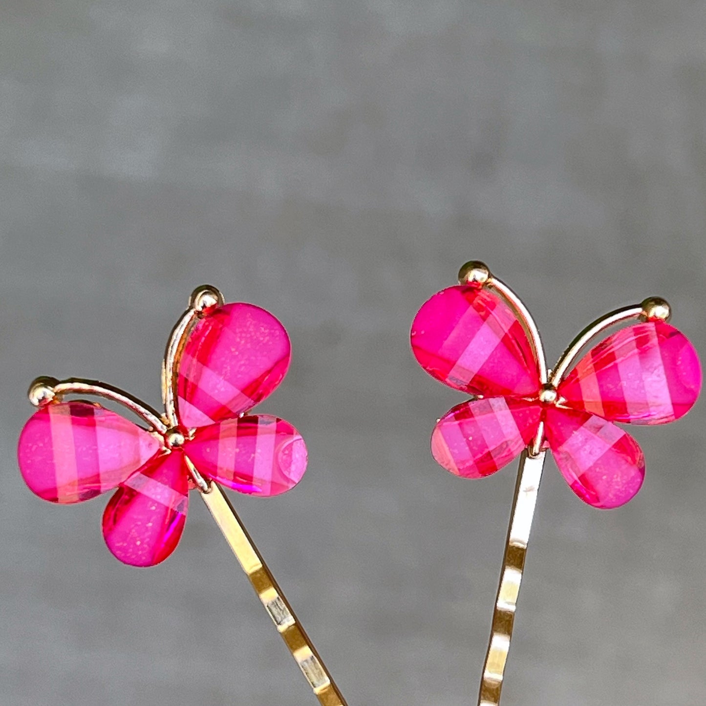 Pink Rhinestone Butterfly Hair Pins for Women Decorative Hair Clips