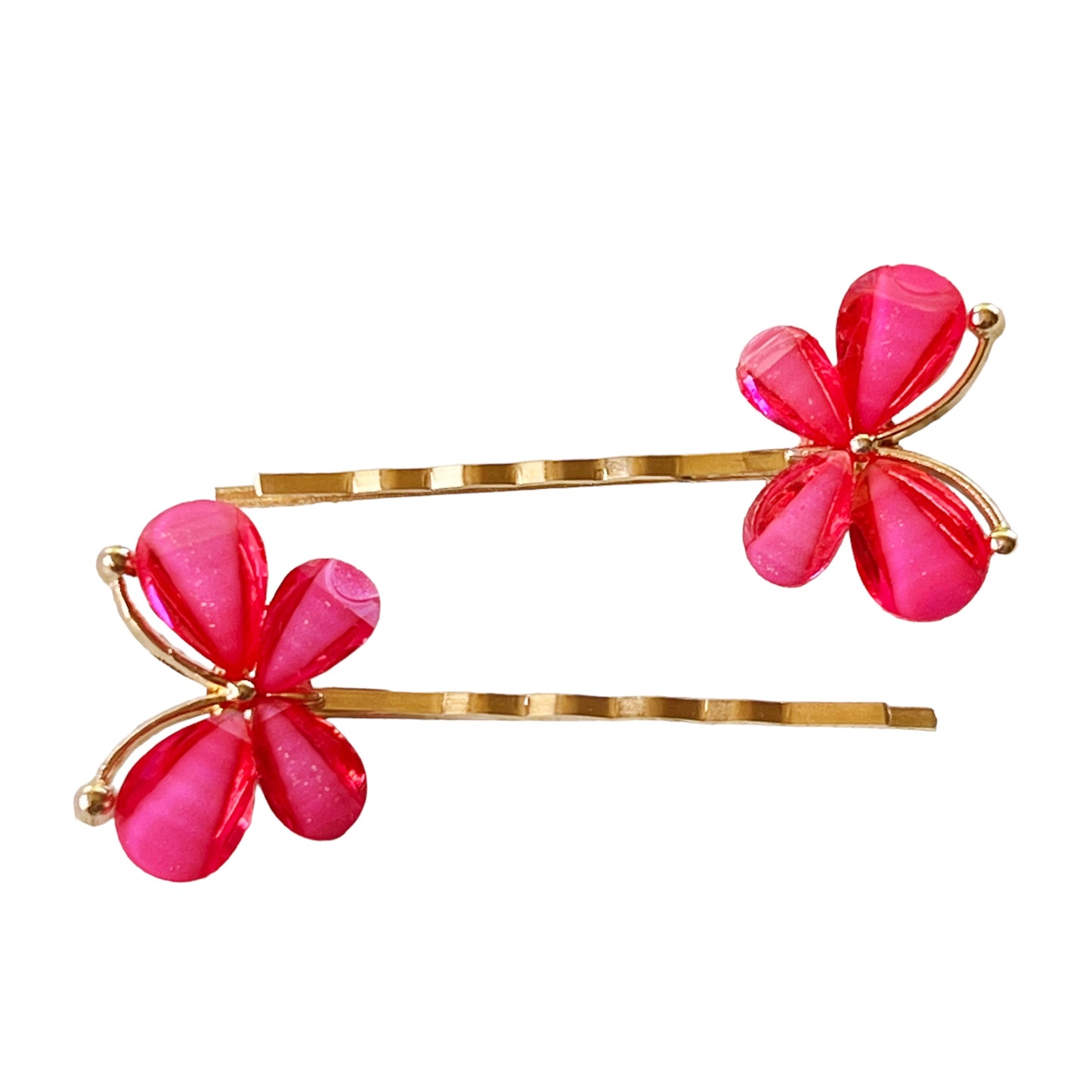 Pink Rhinestone Butterfly Hair Pins for Women Decorative Hair Clips