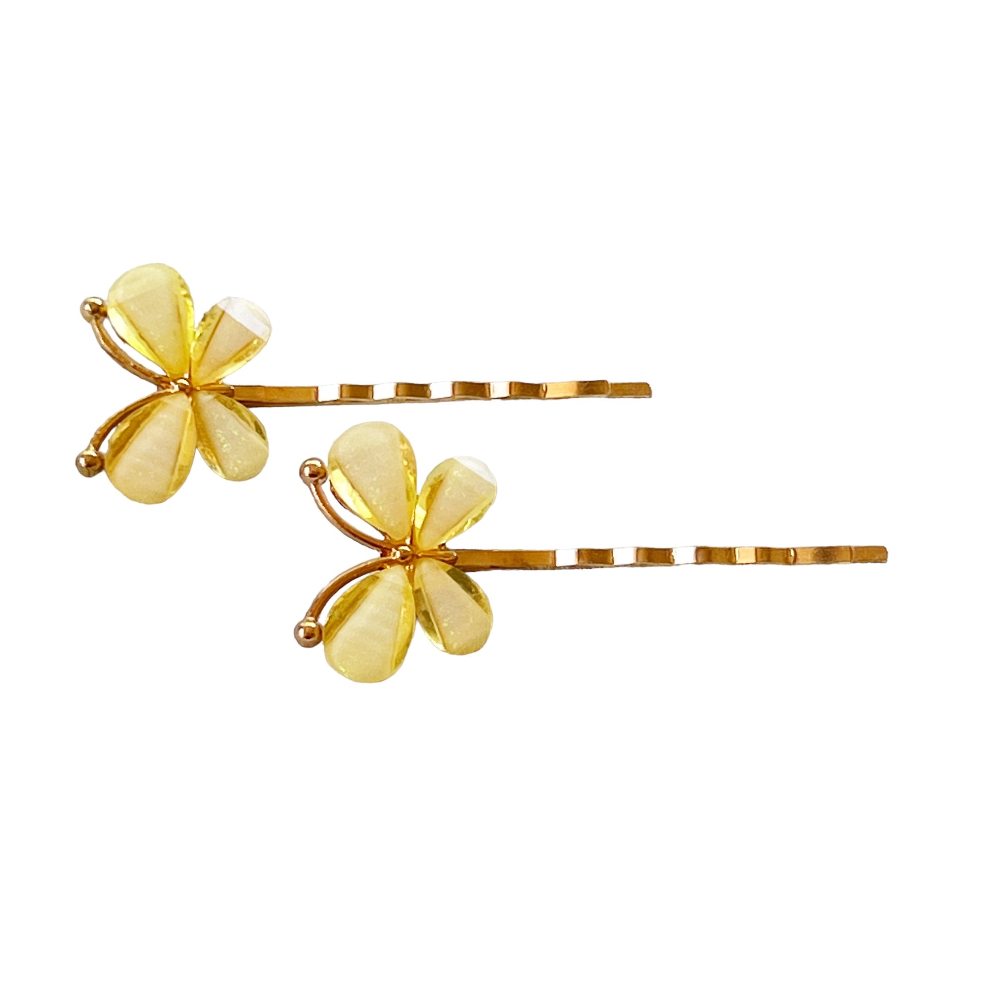 Yellow Rhinestone Butterfly Hair Pins - Elegant and Vibrant Hair Accessories