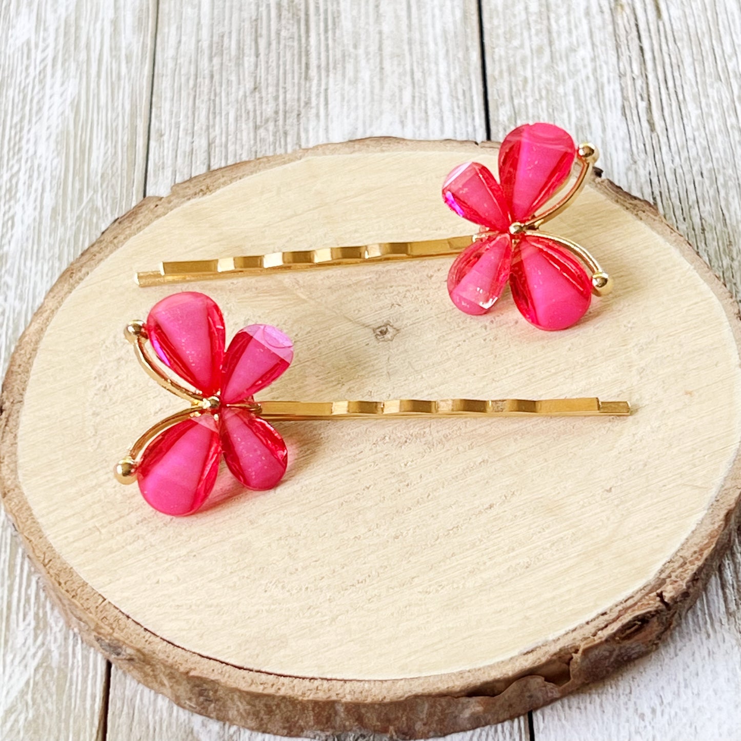 Pink Rhinestone Butterfly Hair Pins for Women Decorative Hair Clips