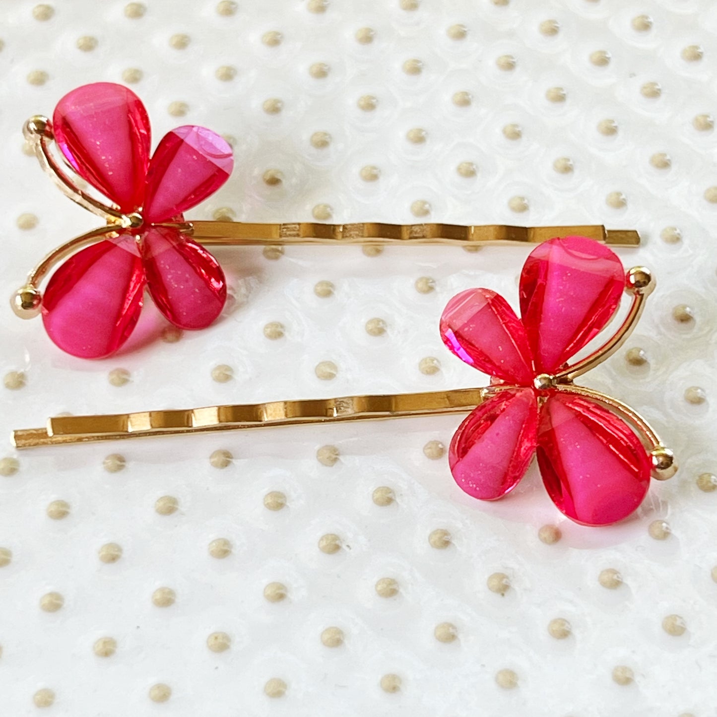 Pink Rhinestone Butterfly Hair Pins for Women Decorative Hair Clips