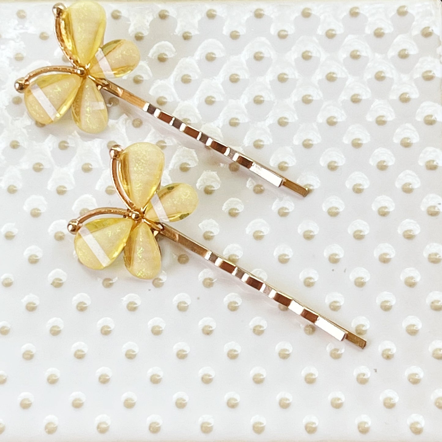 Yellow Rhinestone Butterfly Hair Pins - Elegant and Vibrant Hair Accessories