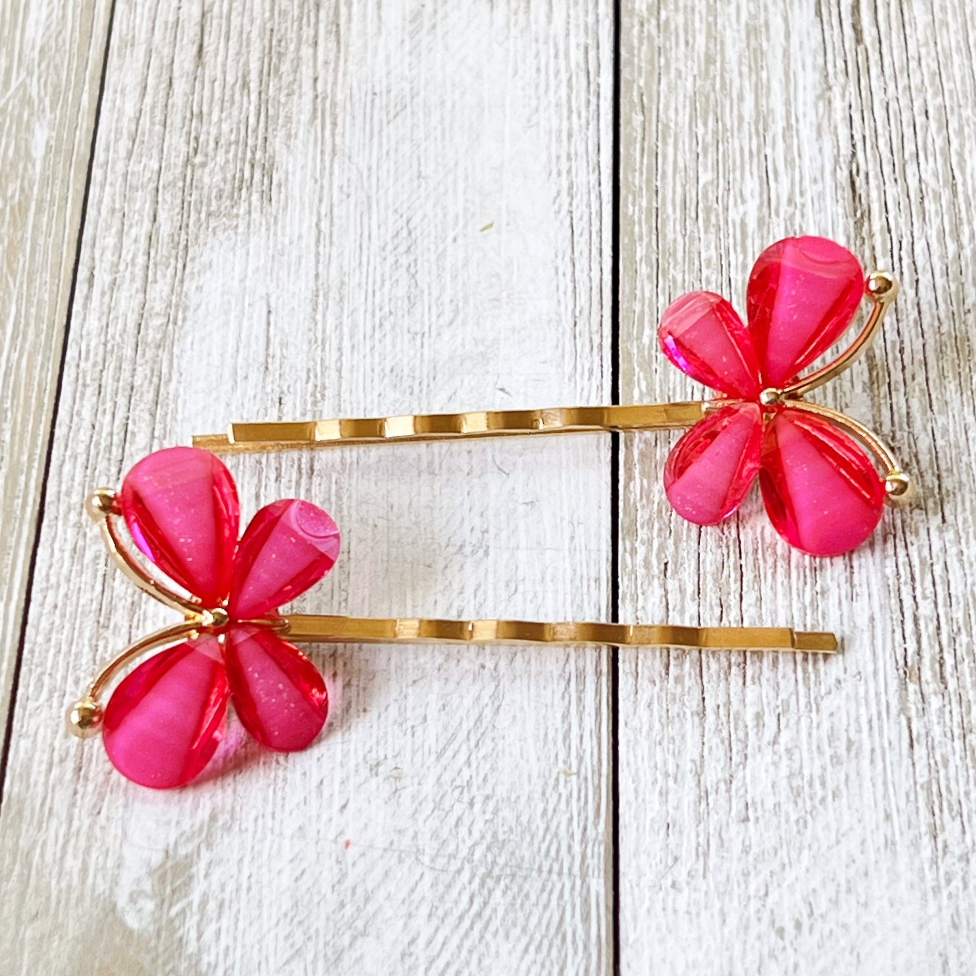 Pink Rhinestone Butterfly Hair Pins for Women Decorative Hair Clips