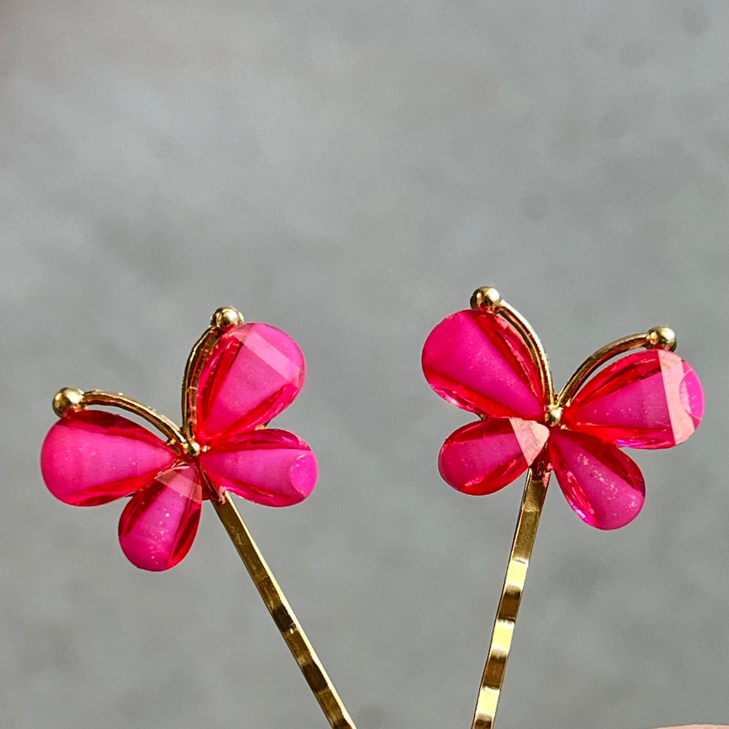 Pink Rhinestone Butterfly Hair Pins for Women Decorative Hair Clips