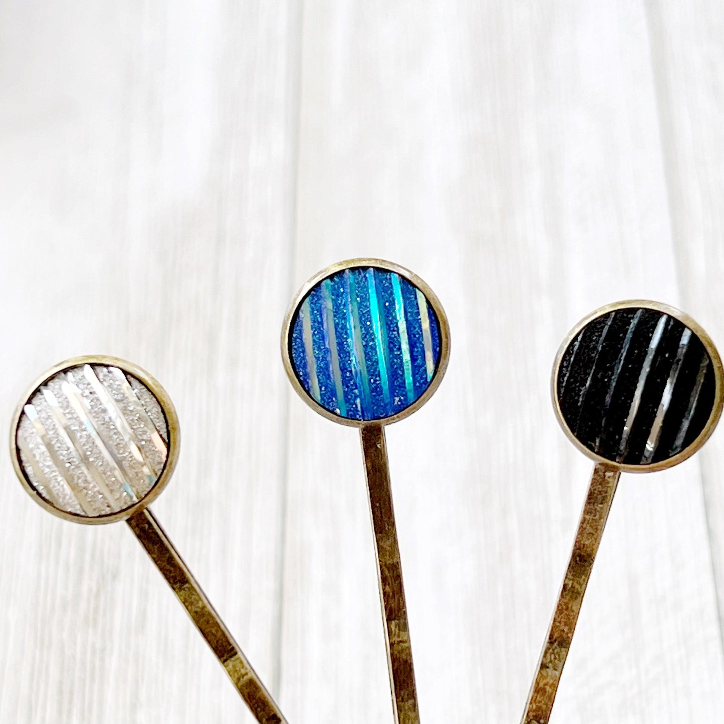 Black Blue Silver Druzy Hair Pins - Chic Women's Hair Accessories | Cute Bobby Pins & Barrettes for Stylish Looks