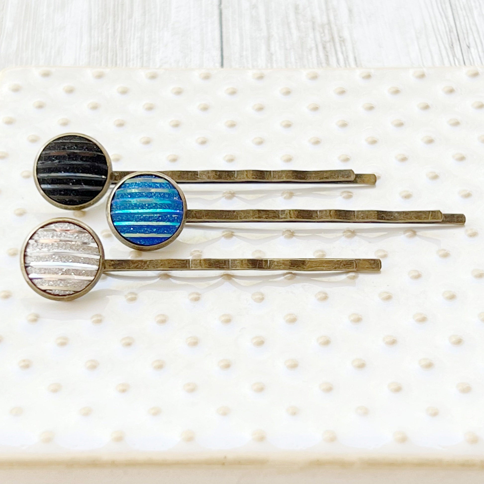 Black Blue Silver Druzy Hair Pins - Chic Women's Hair Accessories | Cute Bobby Pins & Barrettes for Stylish Looks