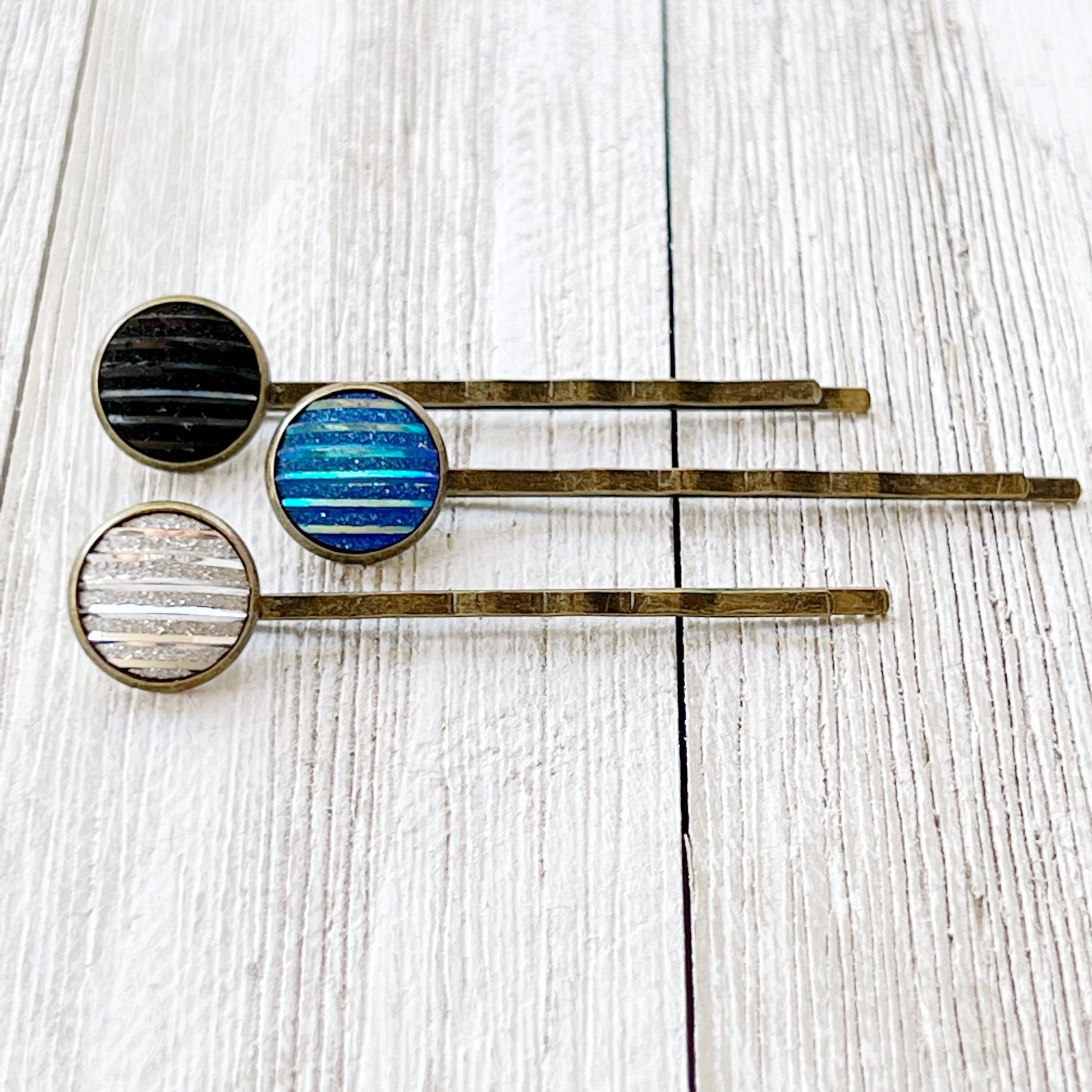 Black Blue Silver Druzy Hair Pins - Chic Women's Hair Accessories | Cute Bobby Pins & Barrettes for Stylish Looks