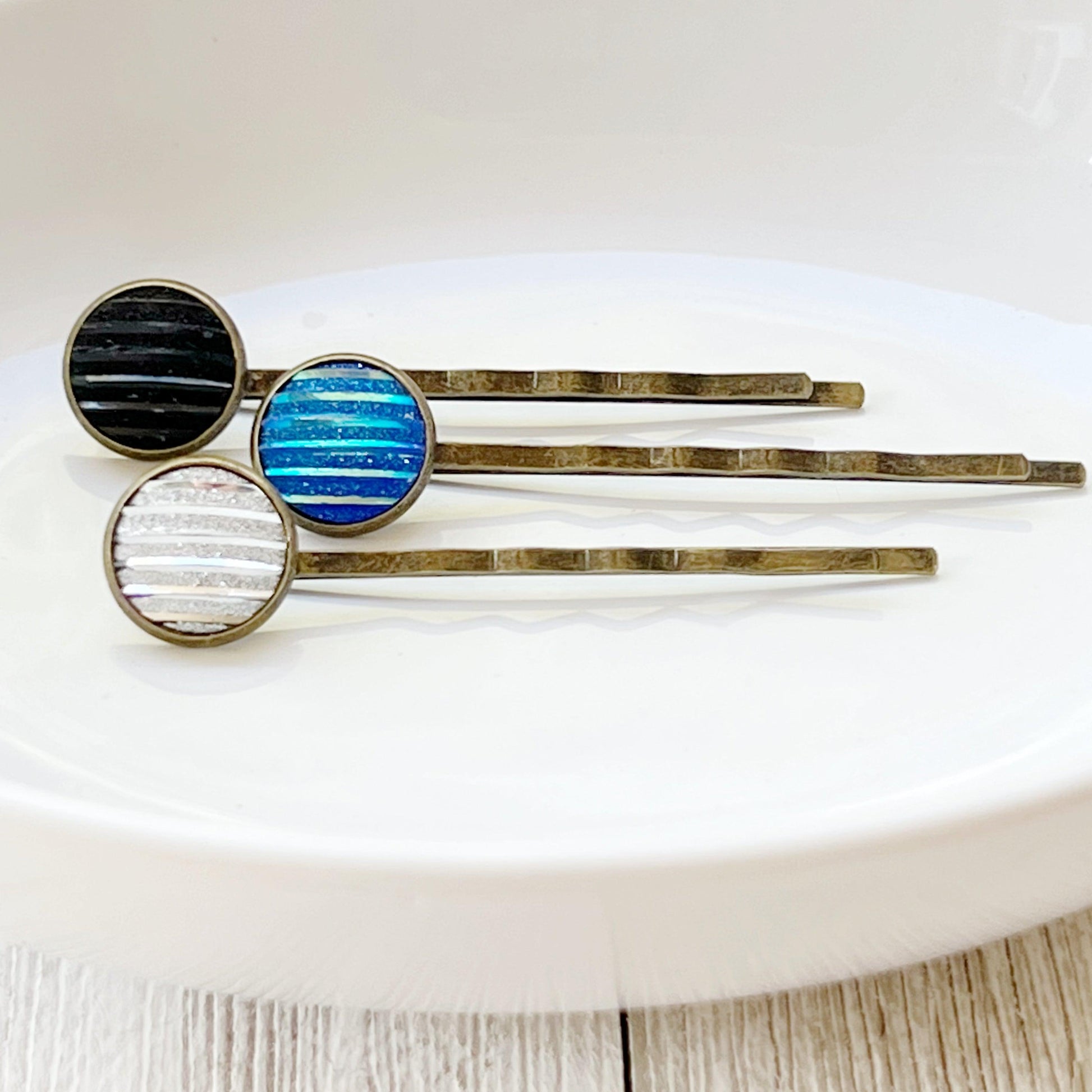 Black Blue Silver Druzy Hair Pins - Chic Women's Hair Accessories | Cute Bobby Pins & Barrettes for Stylish Looks